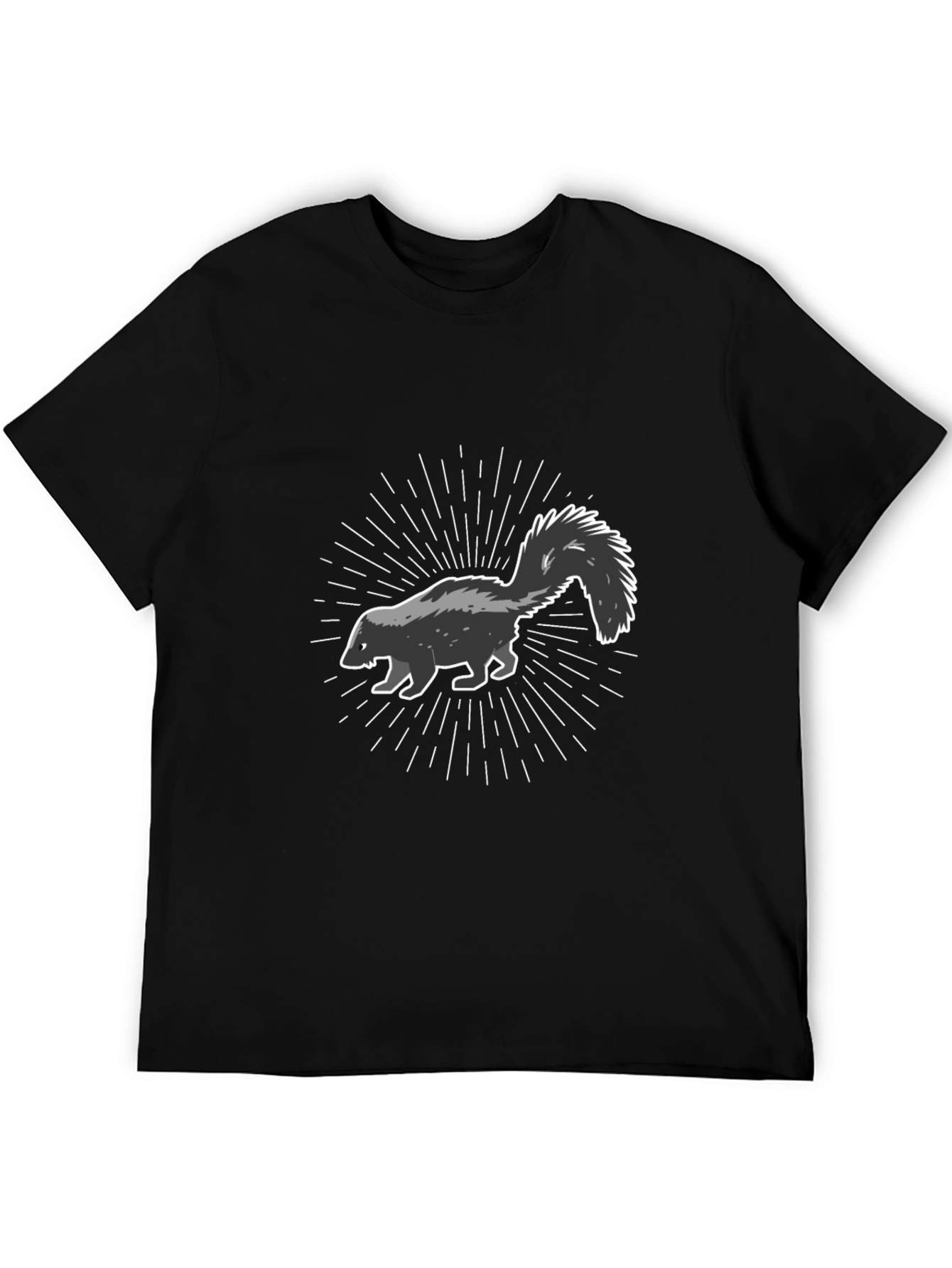 Black Skunk Graphic Black T-Shirt - Men's Casual Tee view 5