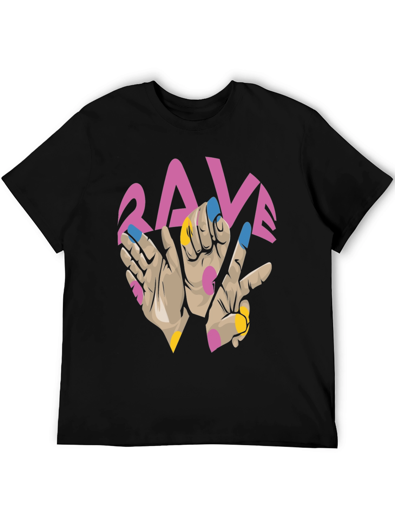 Black Rave Hand Graphic Black T-Shirt view 5