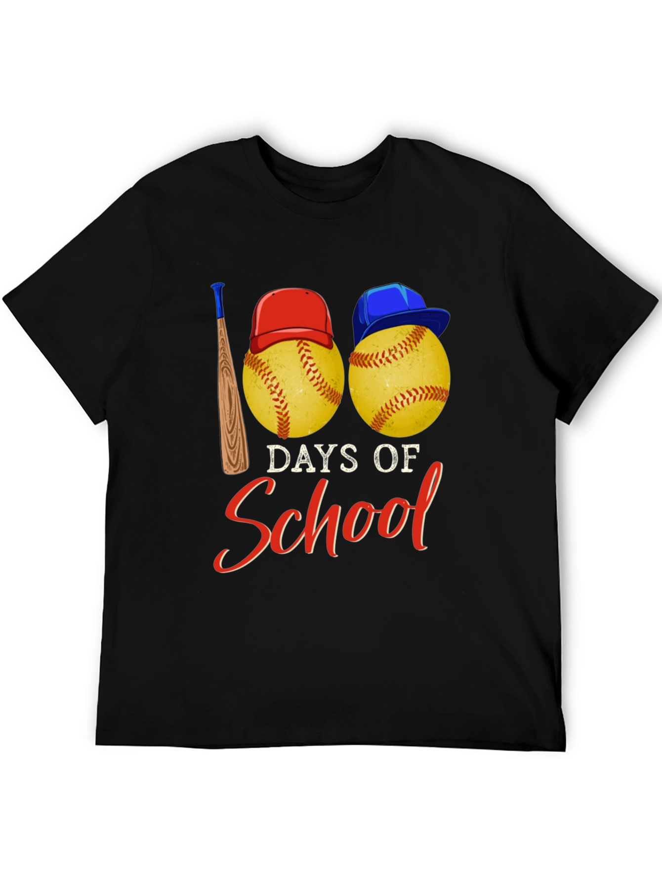 Black 100 Days of School Baseball T-Shirt view 5