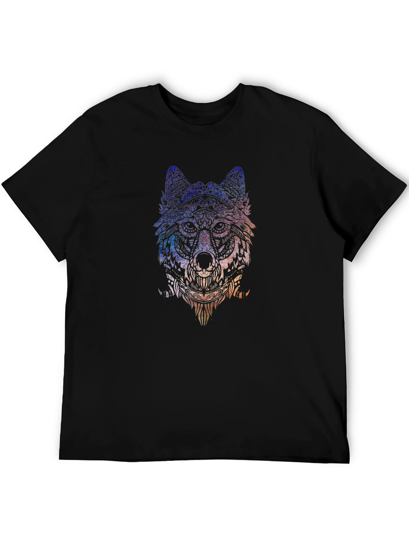 Black Wolf Graphic Tee - Artistic Animal Print T-Shirt view 5