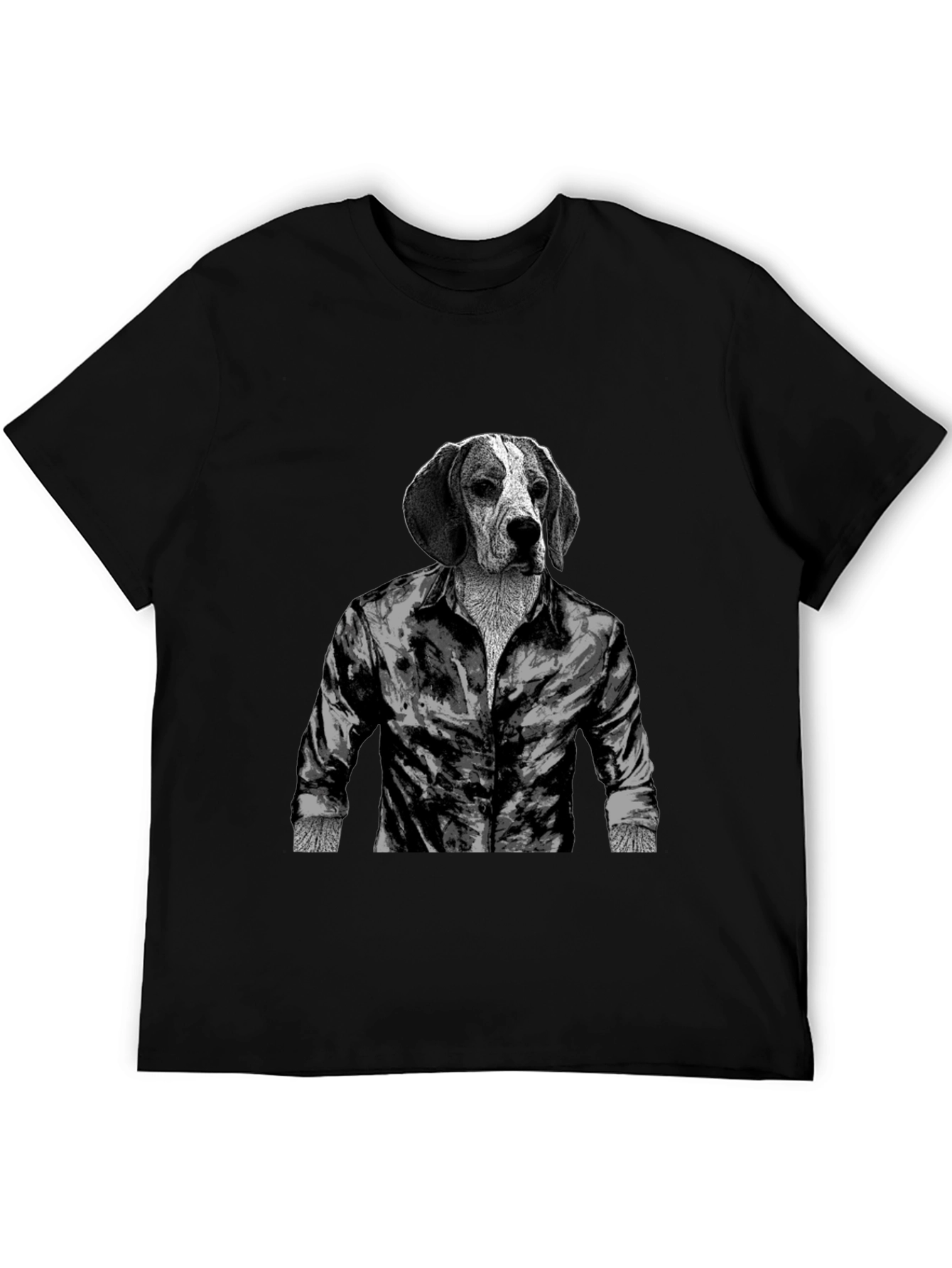 Black Dog-Man T-Shirt: Hound in Button-Down view 5