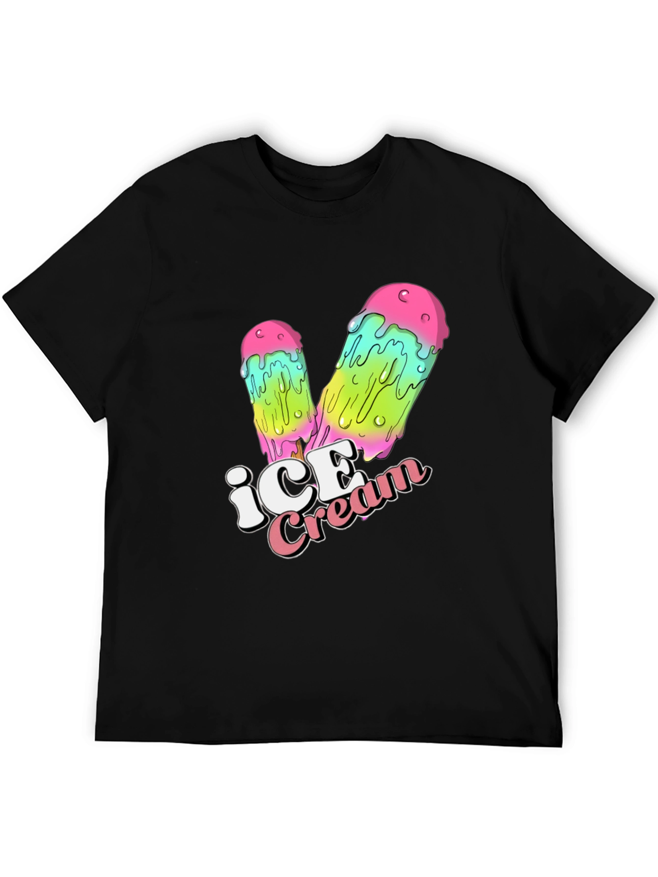 Black Ice Cream Drip Graphic Black T-Shirt view 5