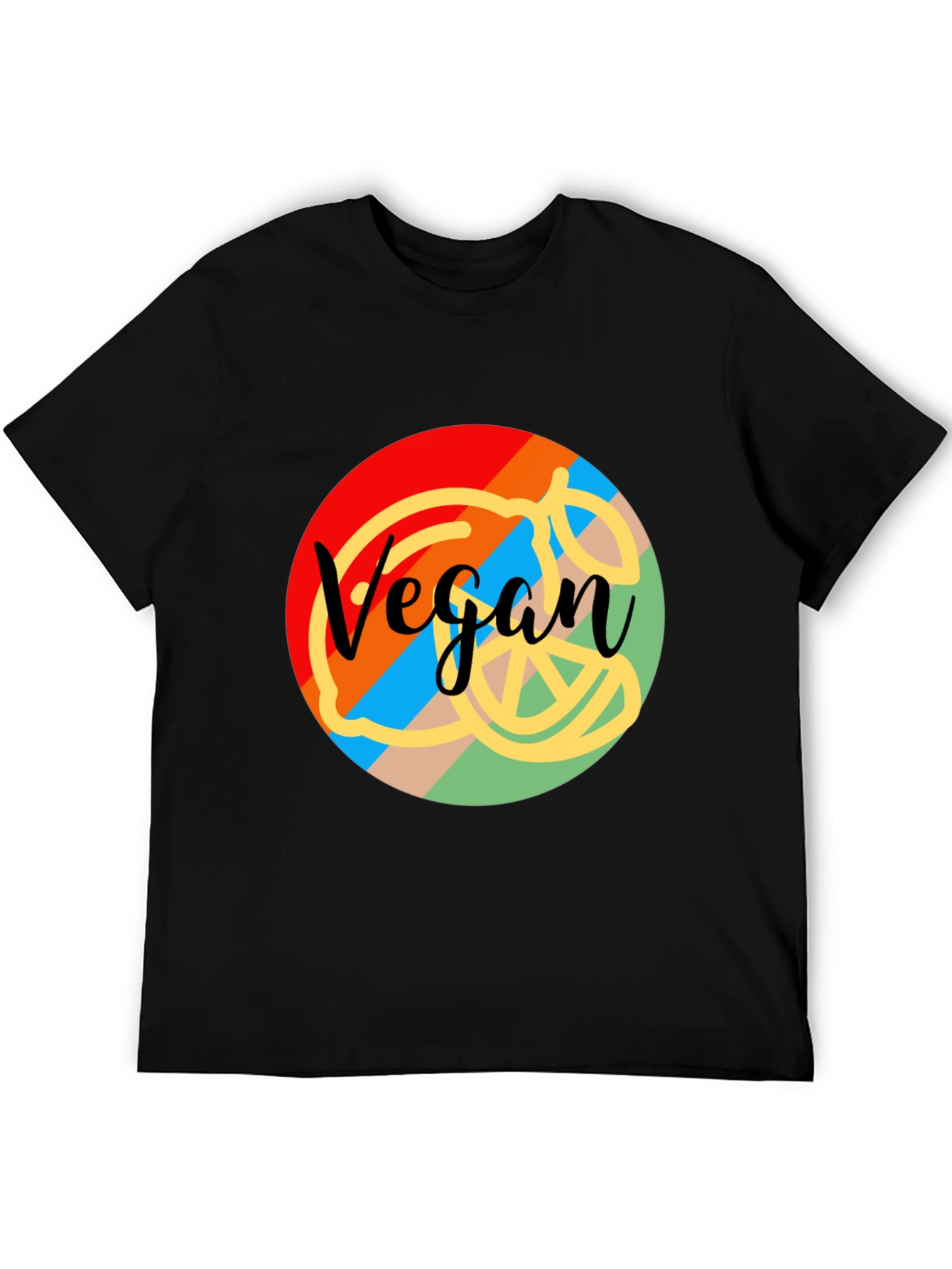 Black Vegan Graphic Tee - Colorful Design view 5