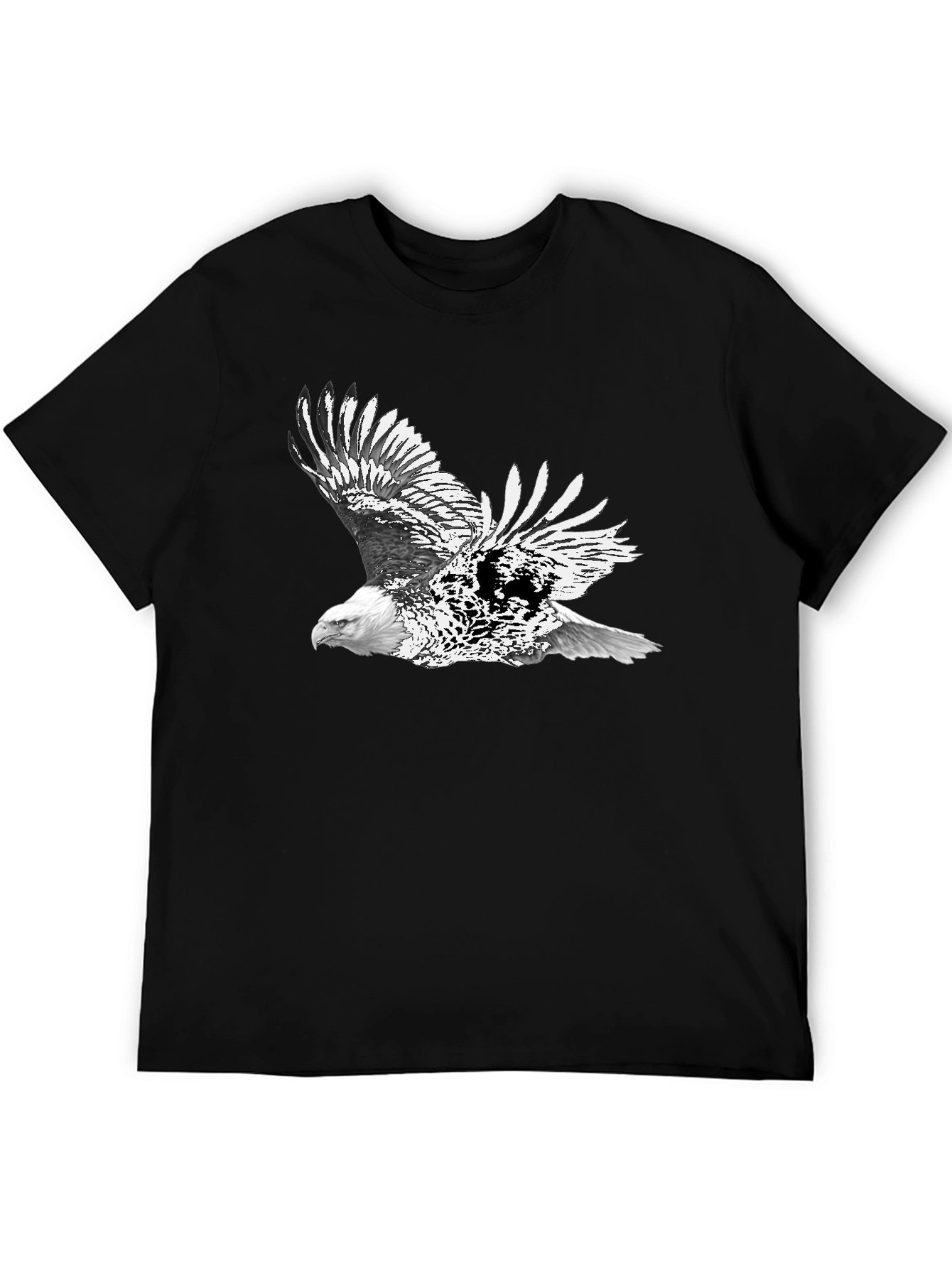 Black Bald Eagle Graphic Black T-Shirt | Men's Short Sleeve Tee view 5
