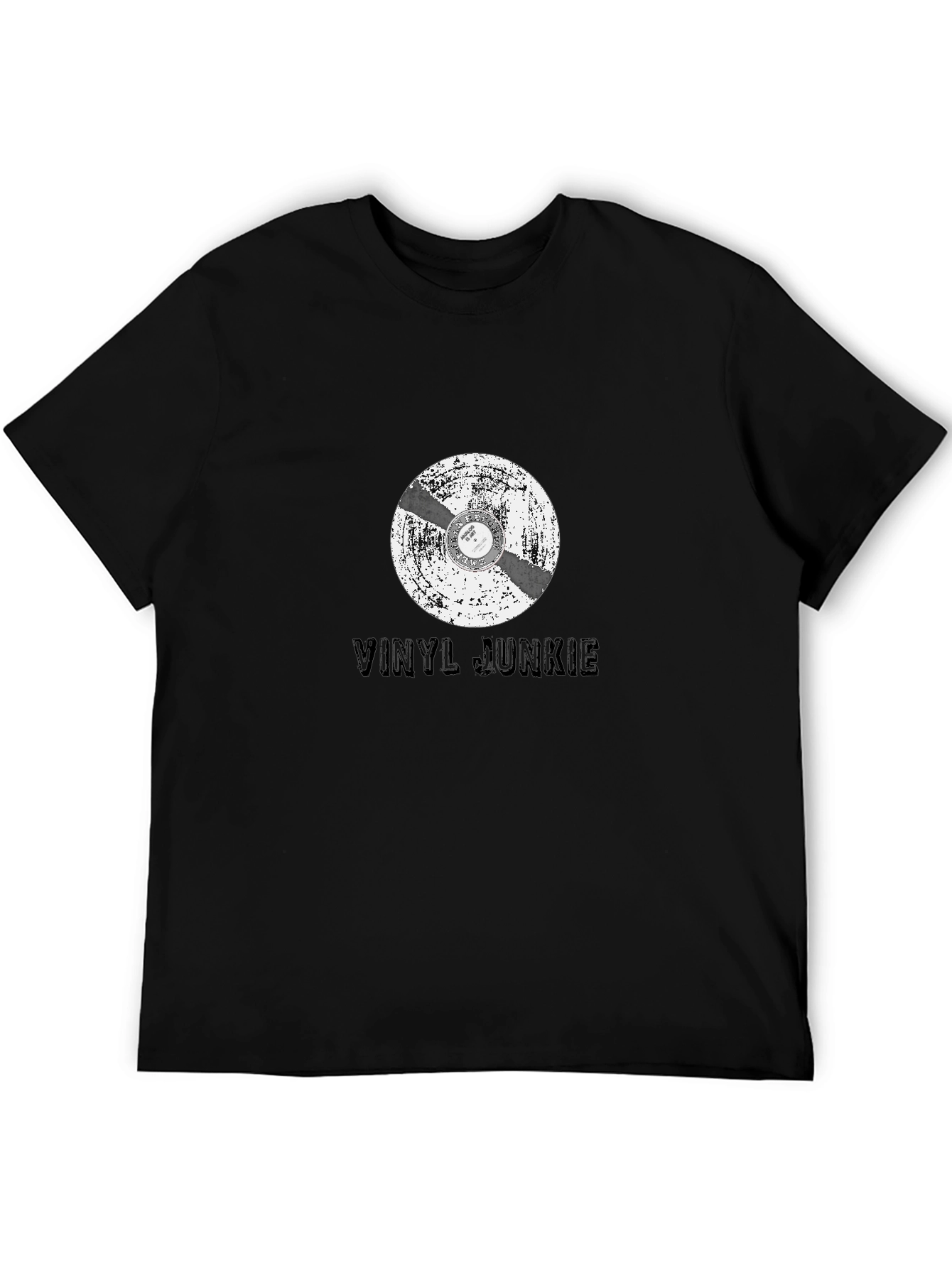 Black Vinyl Junkie T-Shirt - Retro Music Lover Tee view 5