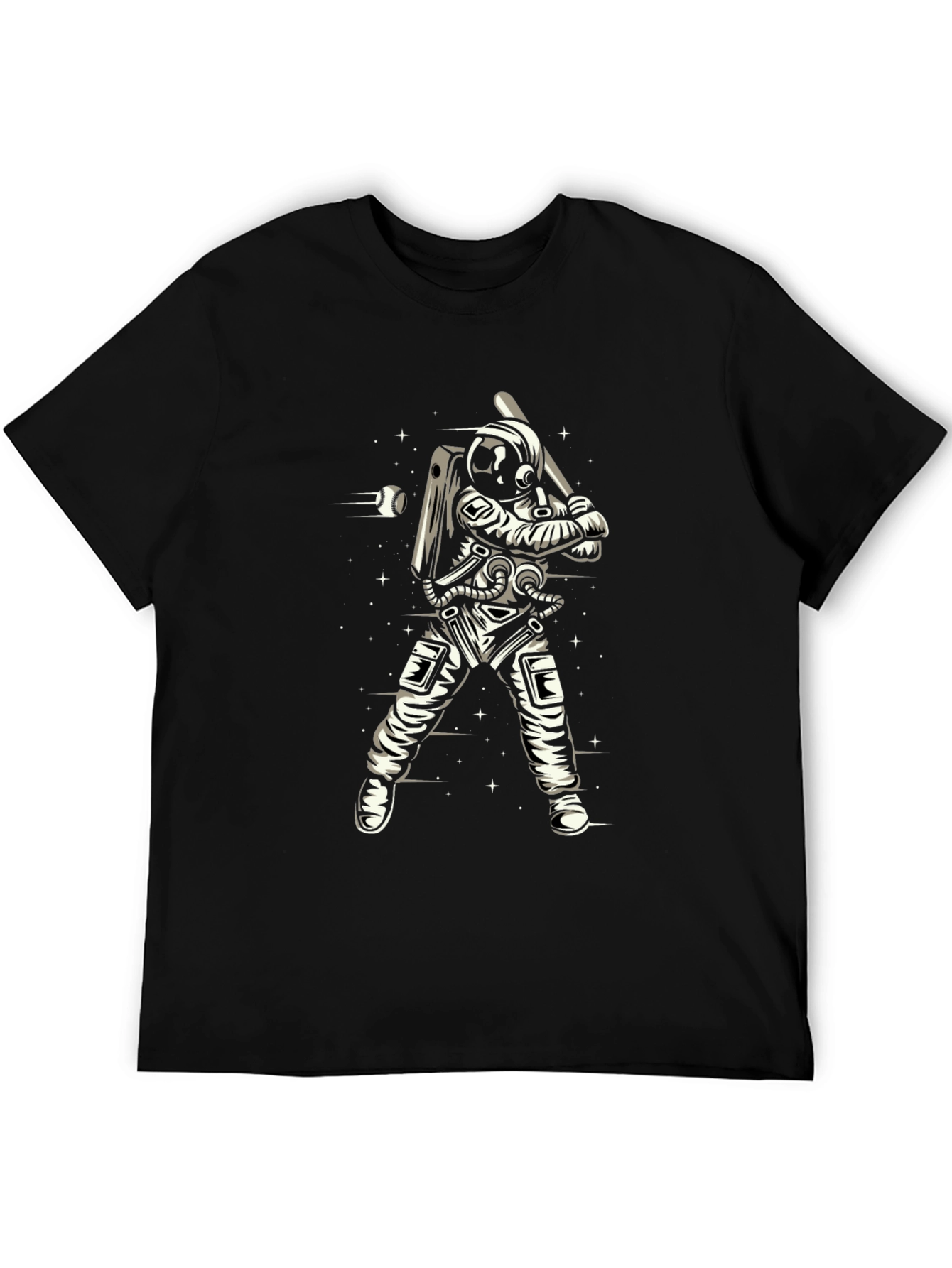 Black Astronaut Baseball T-Shirt - Space Hitter Tee view 5