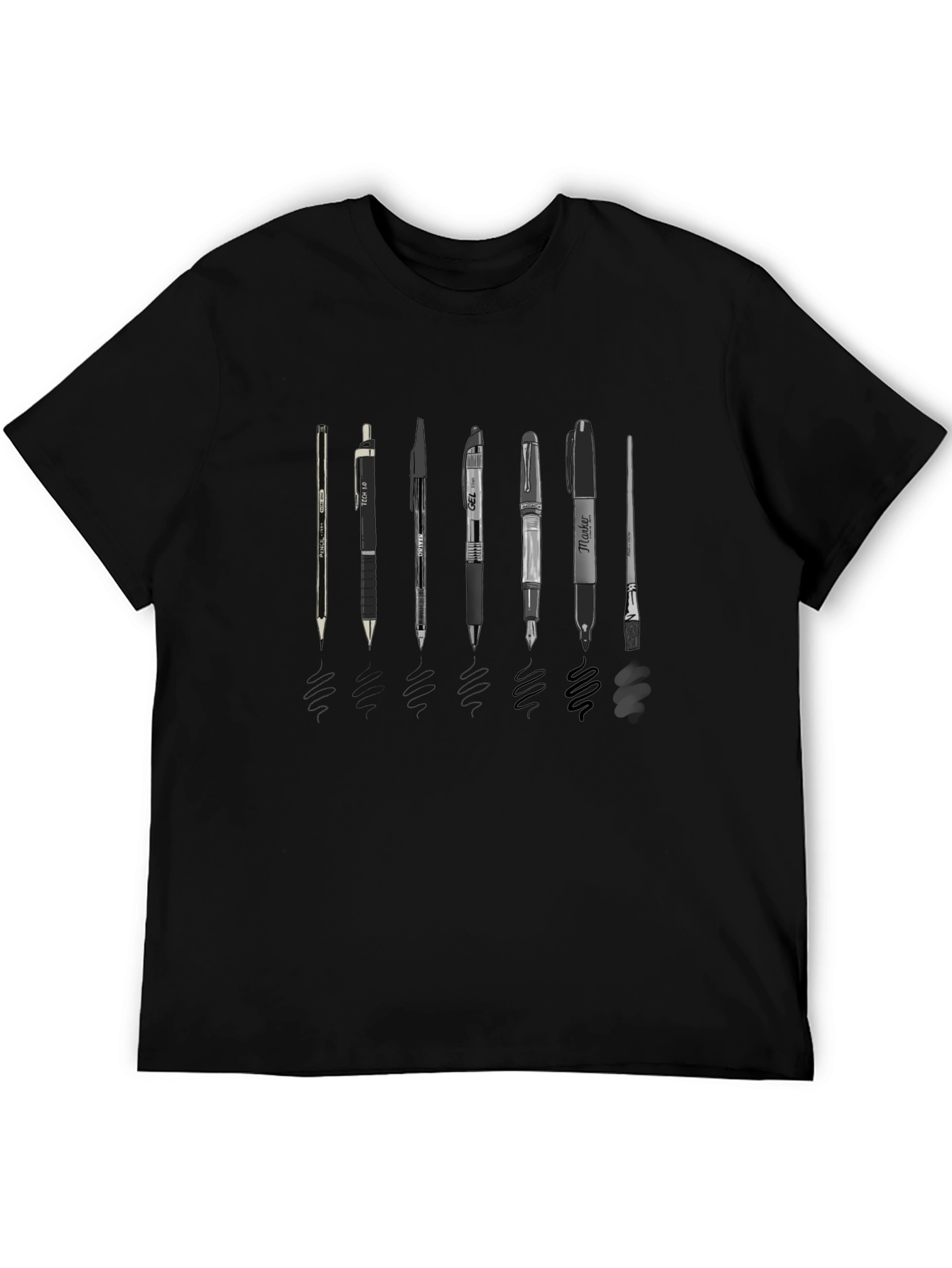 Black Artist's Tools Graphic Tee - Black Cotton Blend Shirt view 5