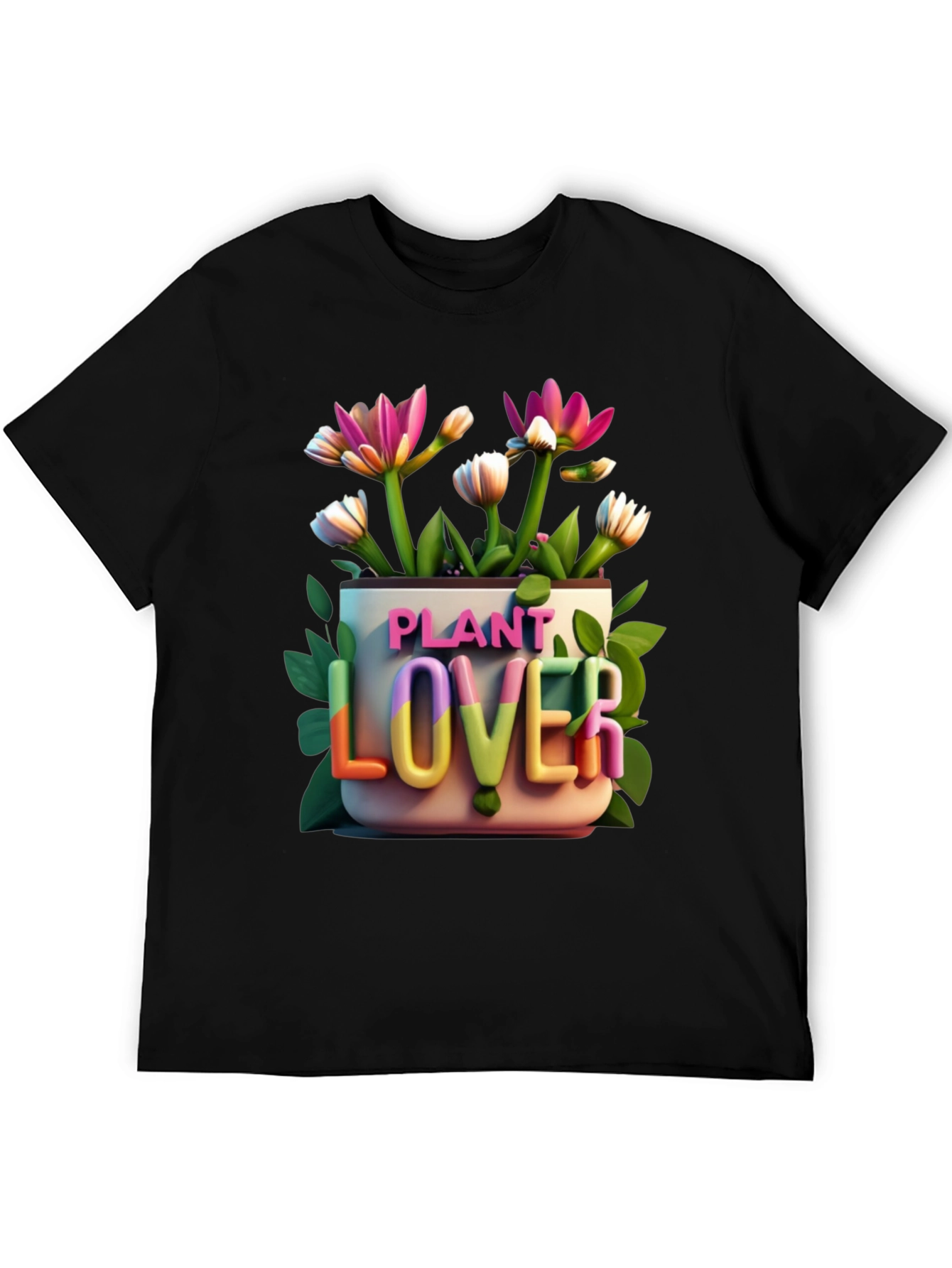 Black Plant Lover Graphic Tee - Black Cotton T-Shirt view 5
