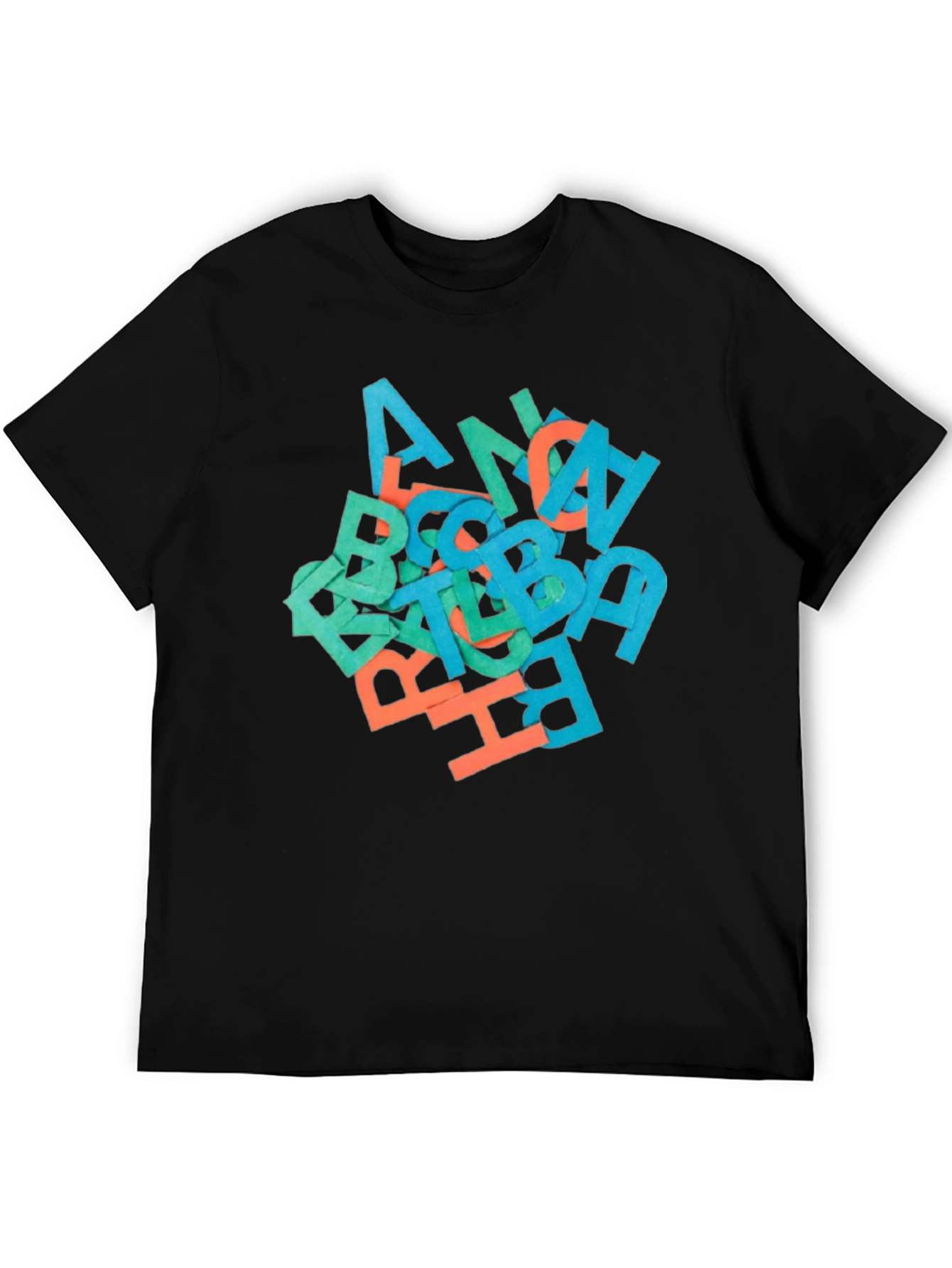Black Abstract Letter Graphic Black T-Shirt view 5