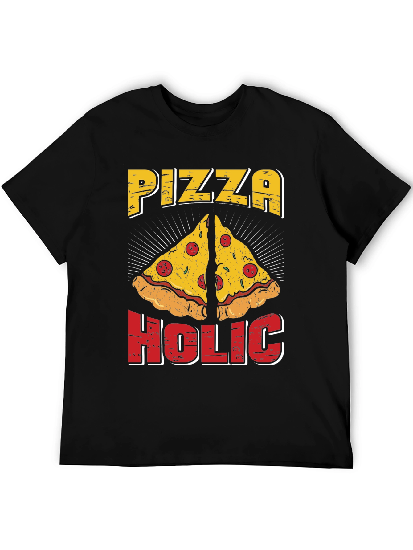 Black Pizza Holic T-Shirt - Funny Graphic Tee view 5