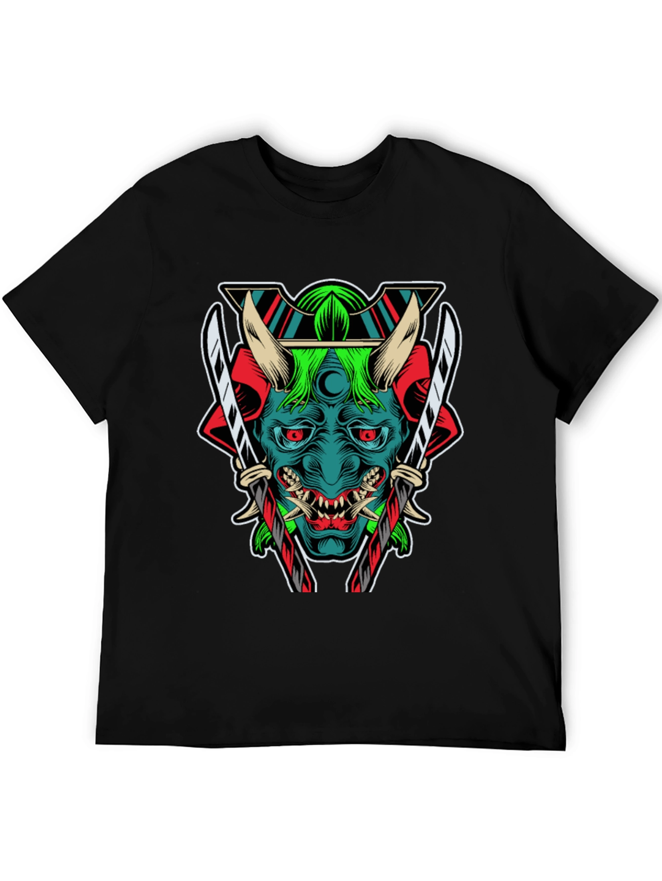 Black Samurai Demon Graphic Print T-Shirt view 5