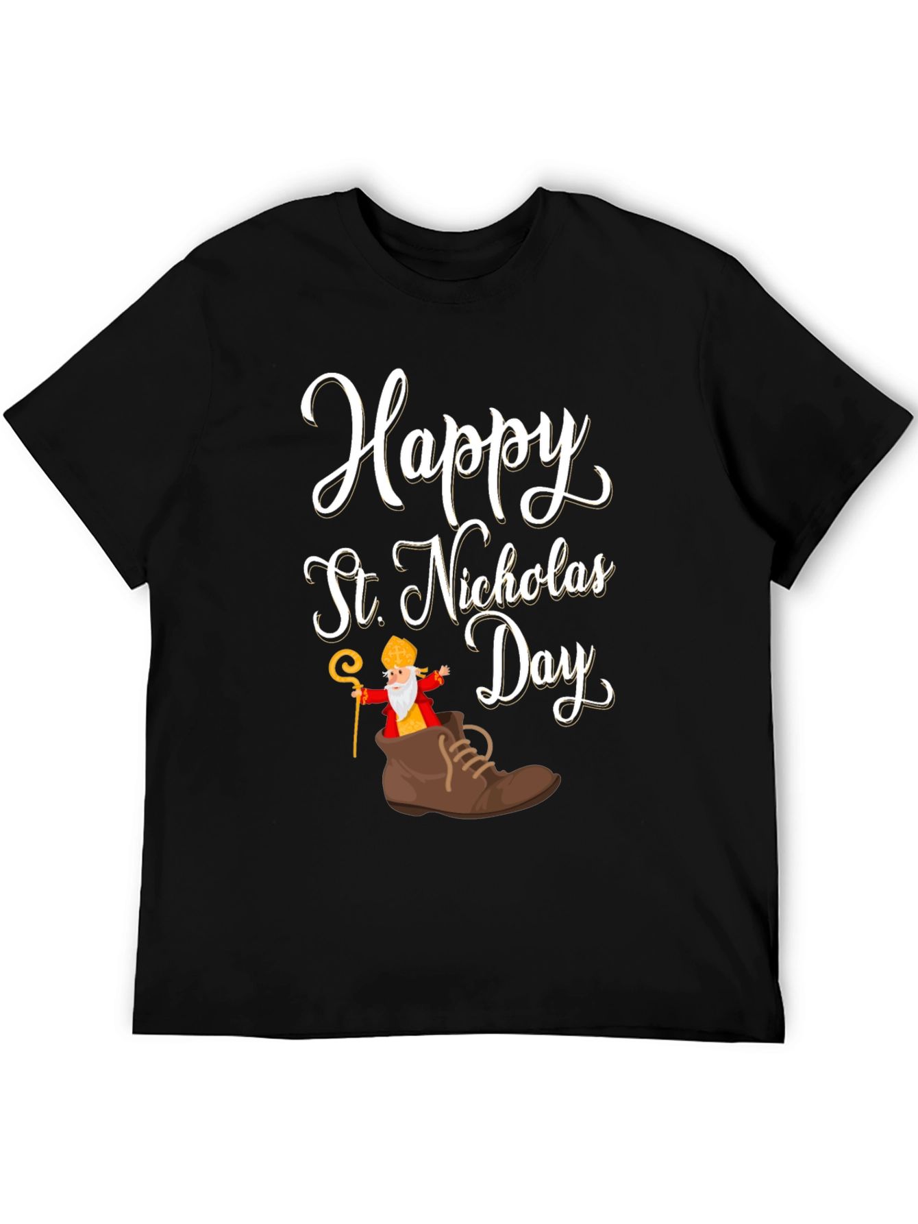 Black Happy St. Nicholas Day T-Shirt view 5