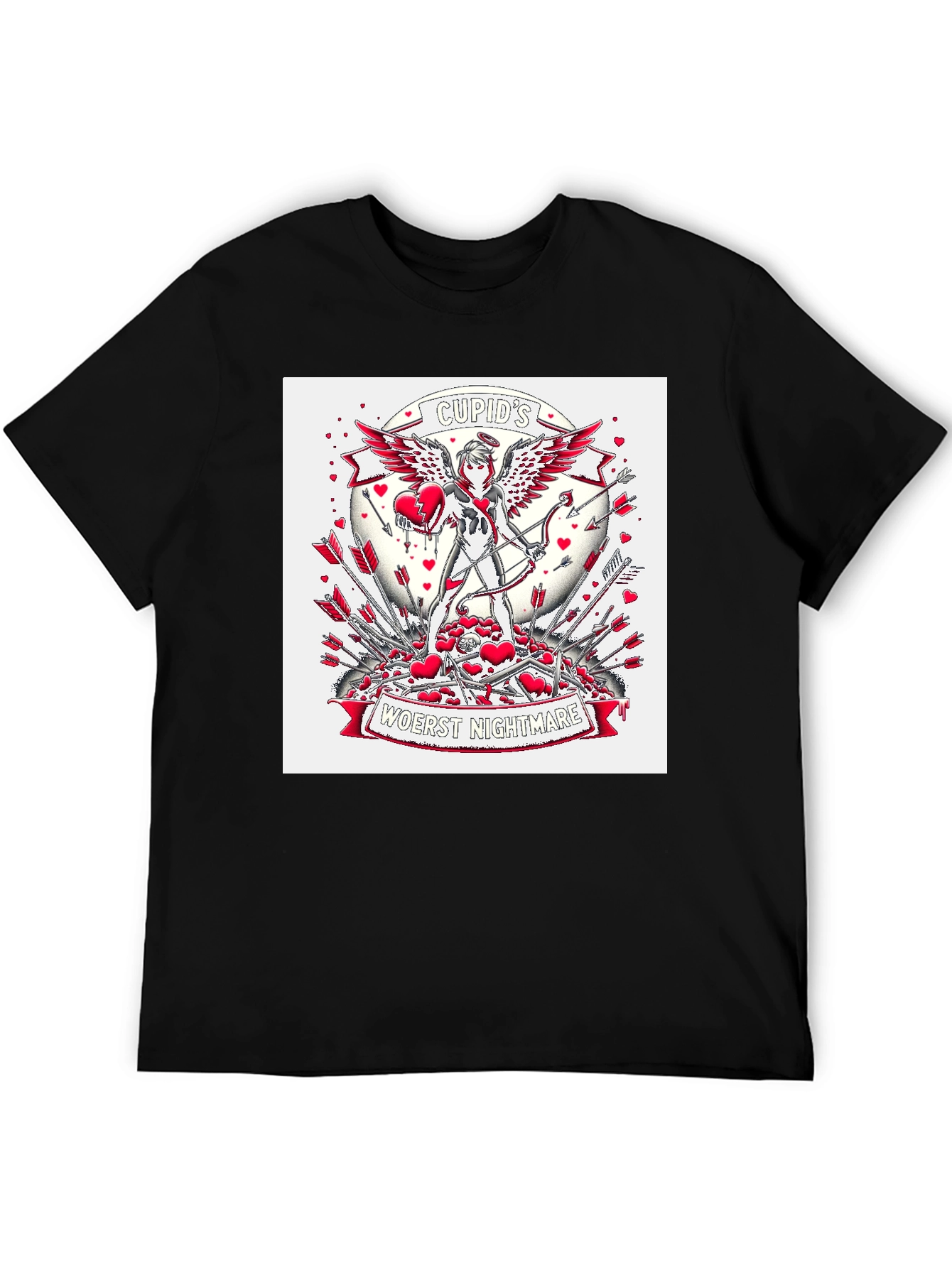 Black Cupid's Nightmare Graphic Tee - Valentine's Day Anti-Love view 5