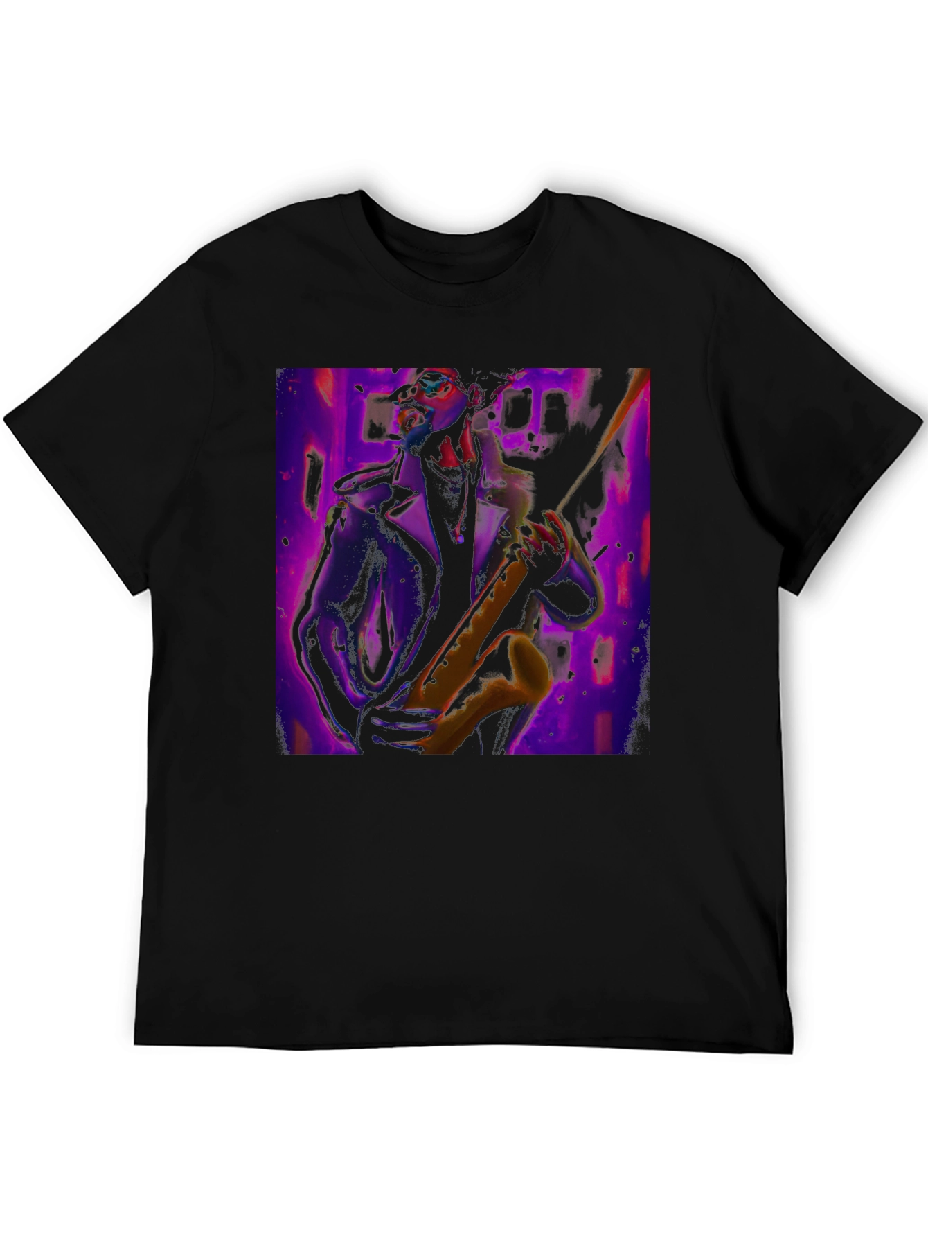 Black Jazz Saxophone Player Graphic Tee view 5