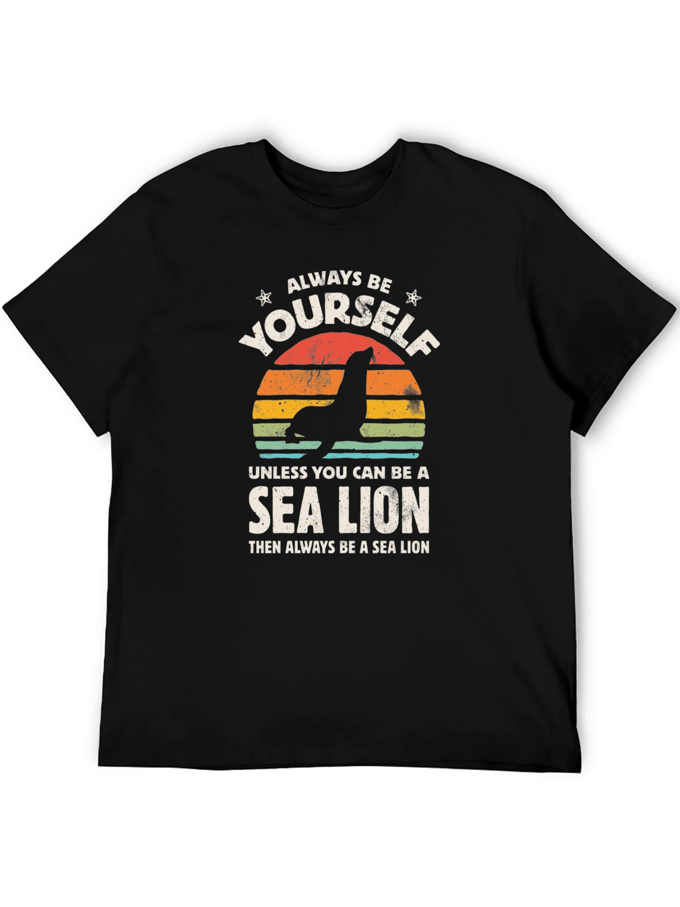 Black Always Be Yourself Sea Lion Black Graphic Tee view 5