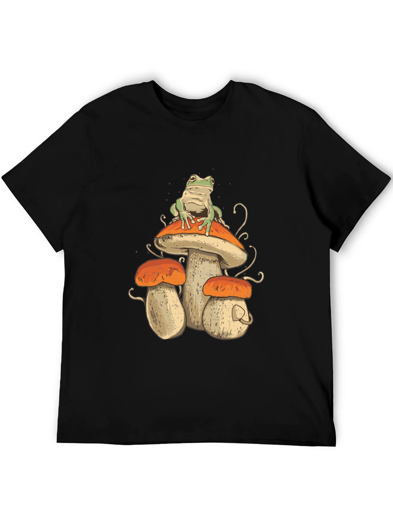 Black Frog on Mushroom T-Shirt - Unique Graphic Tee view 5
