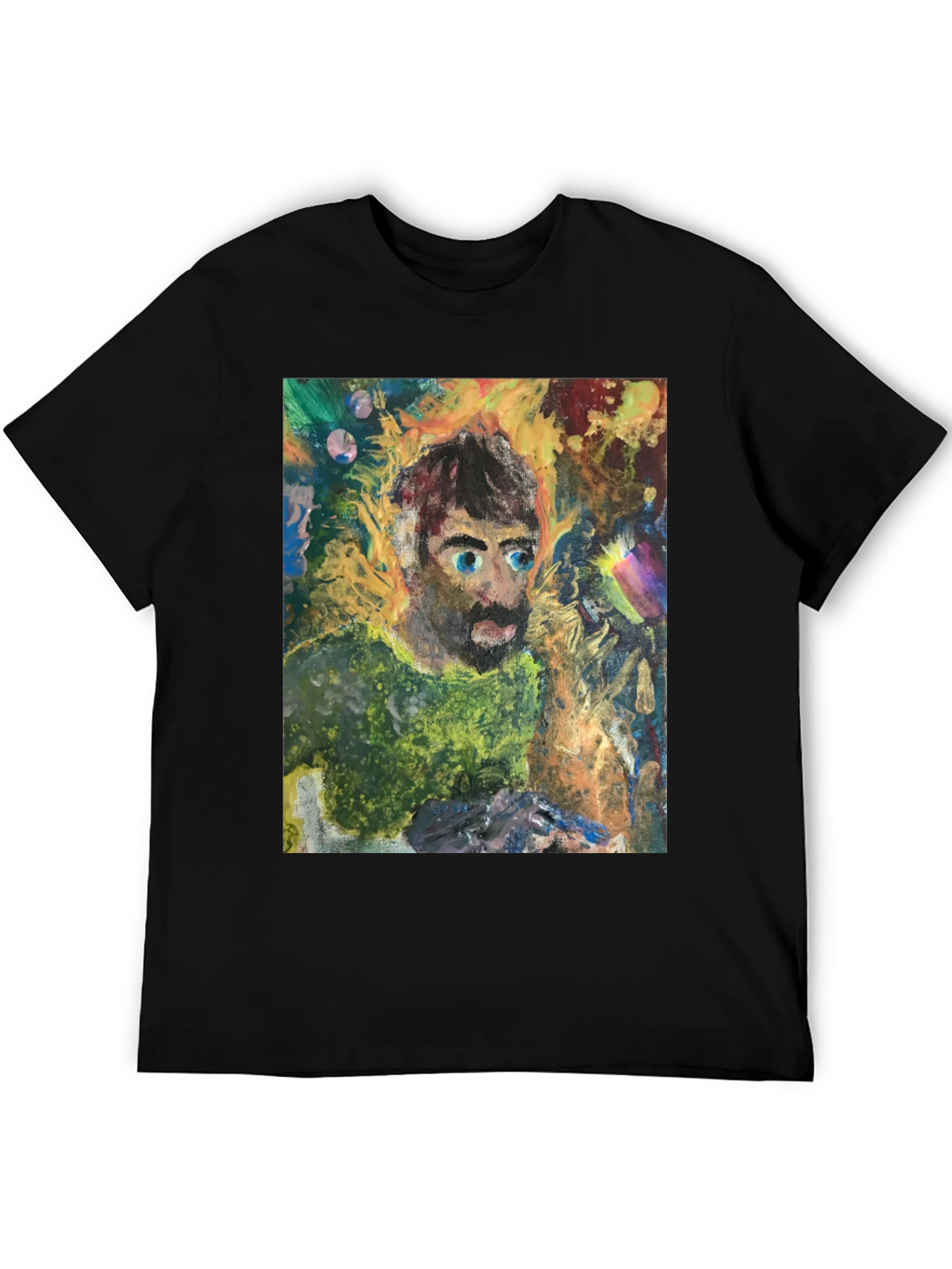 Black Abstract Portrait Graphic Tee - Unique Art Shirt view 5