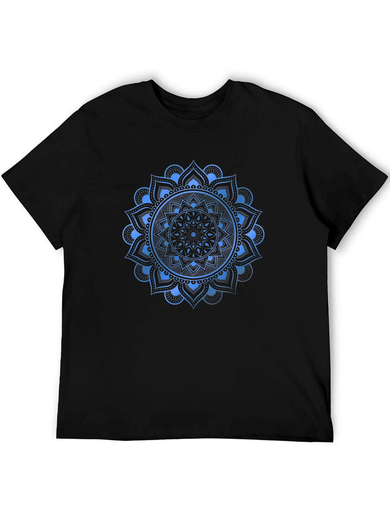 Black Blue Mandala Graphic Print Black T-Shirt view 5