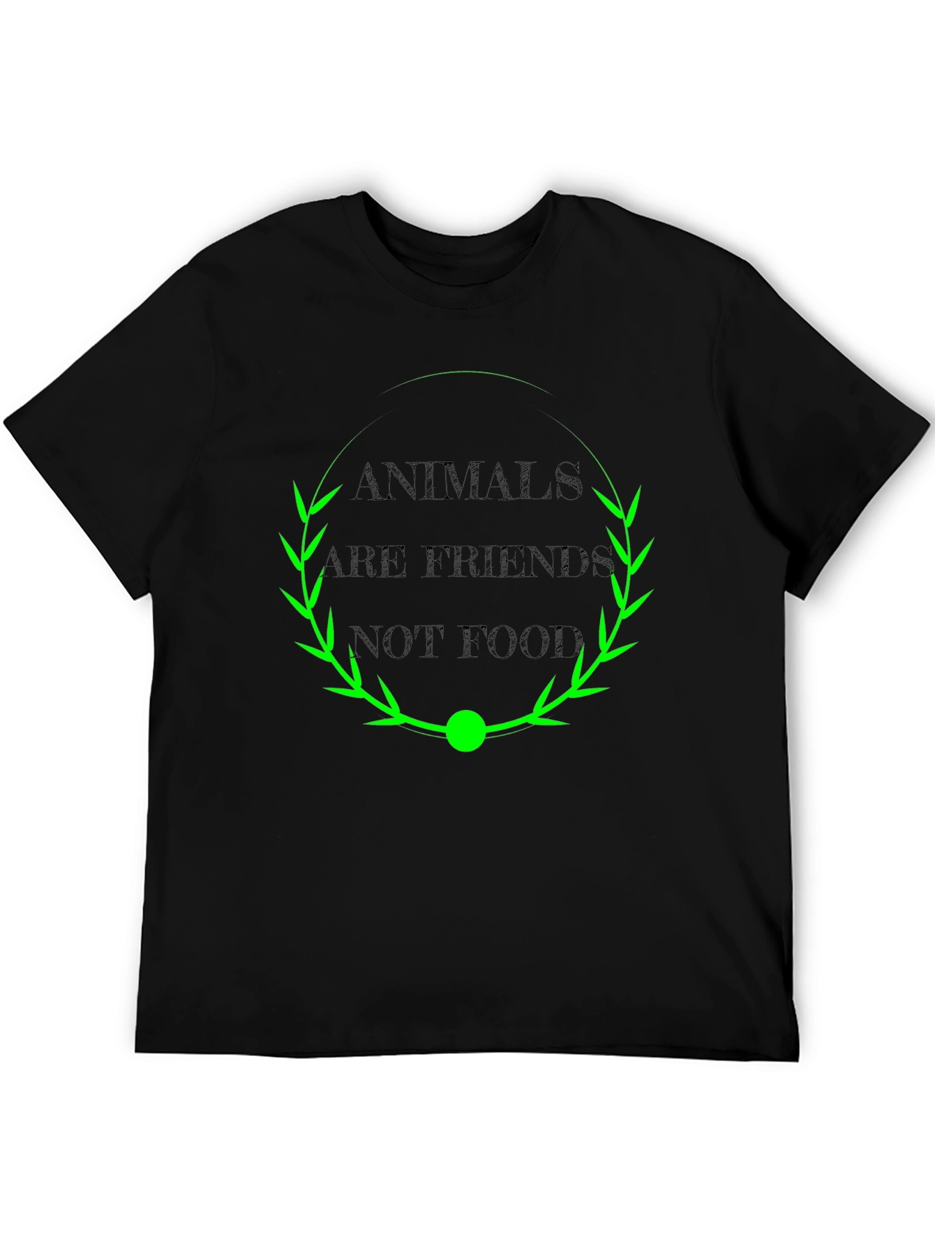 Black Vegan T-Shirt: Animals Are Friends Not Food Tee view 5