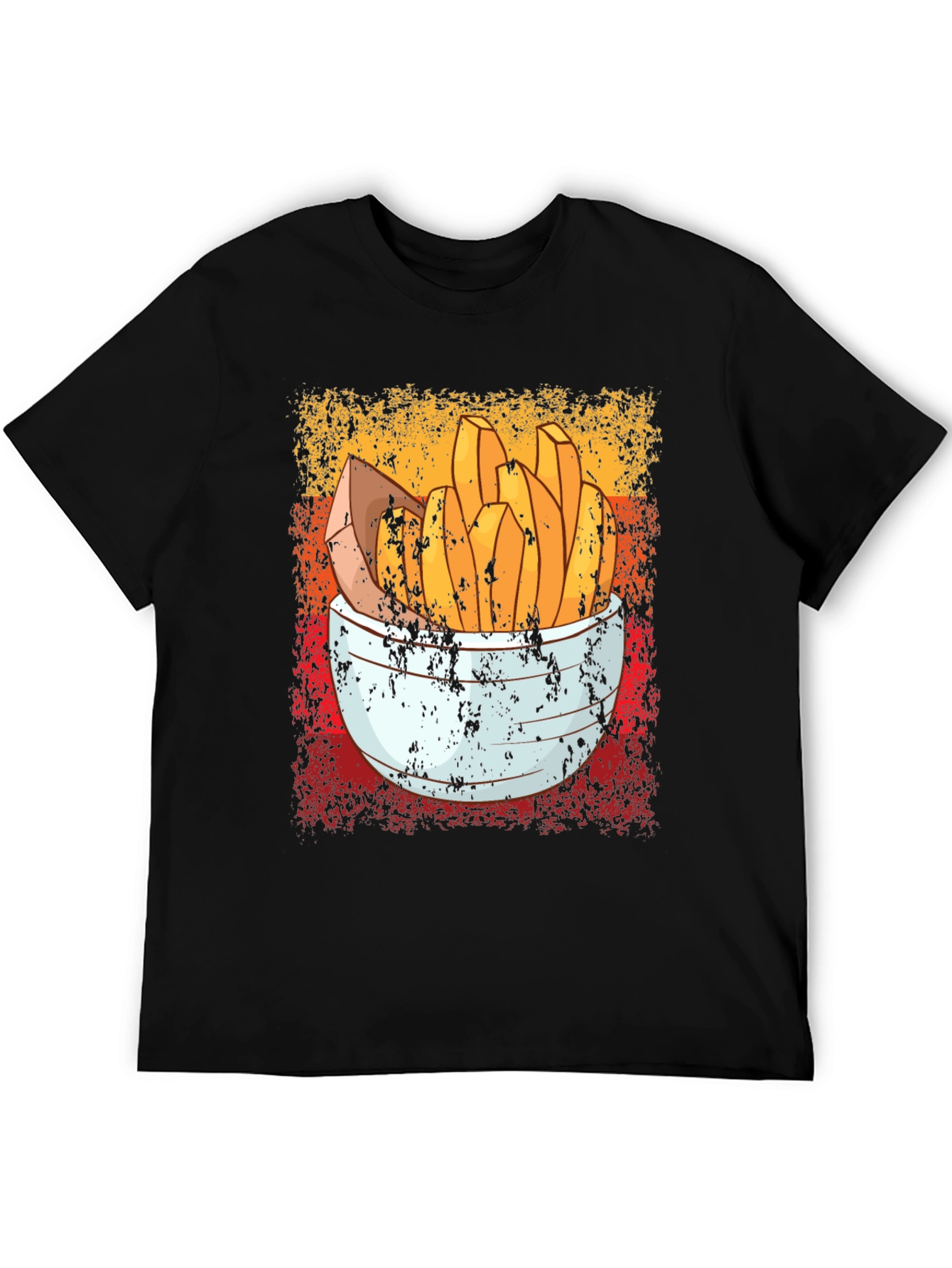 Black Retro French Fries T-Shirt - Vintage Style Food Tee view 5