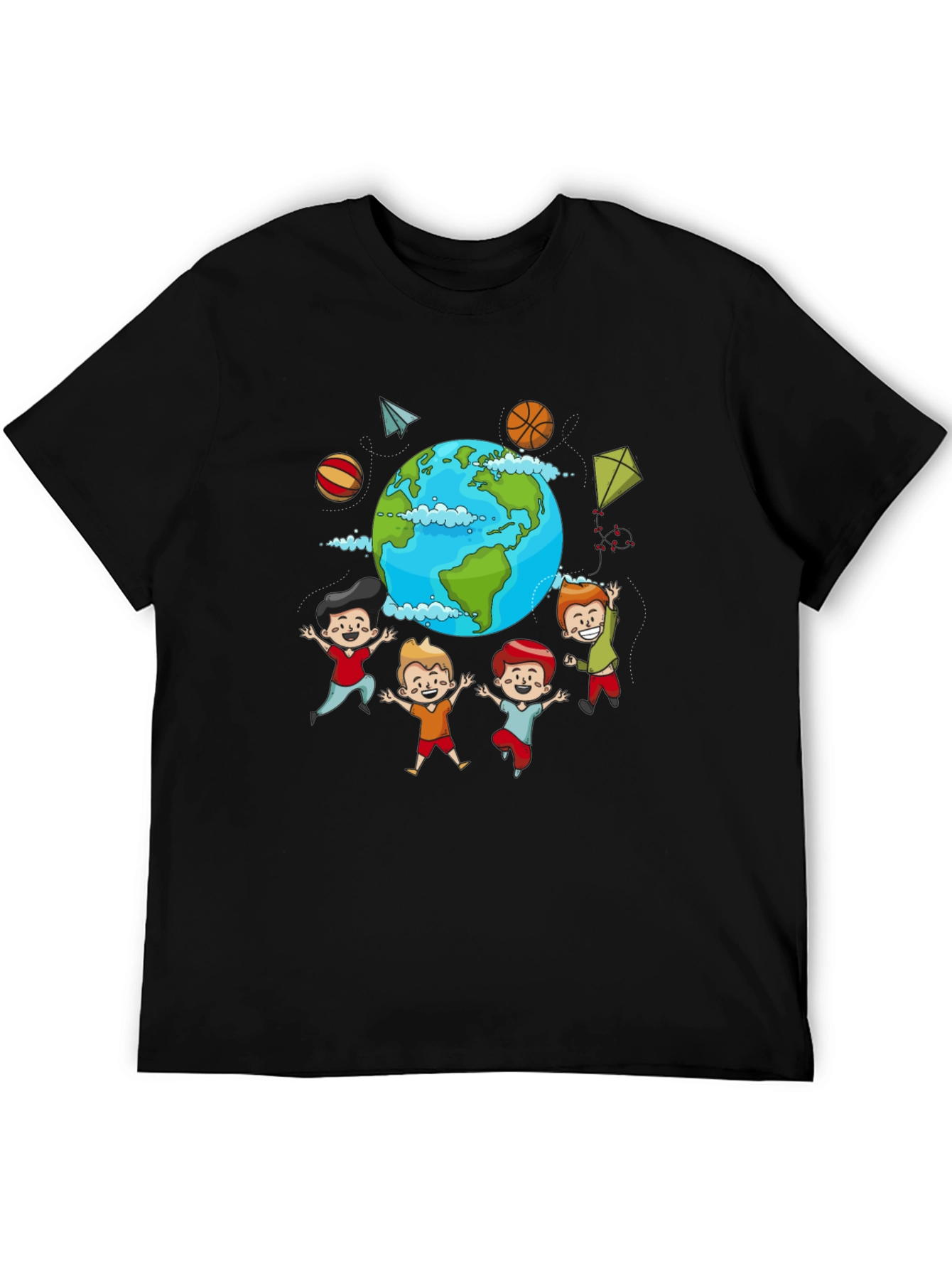 Black Global Kids Graphic T-Shirt - World Friendship Tee view 5