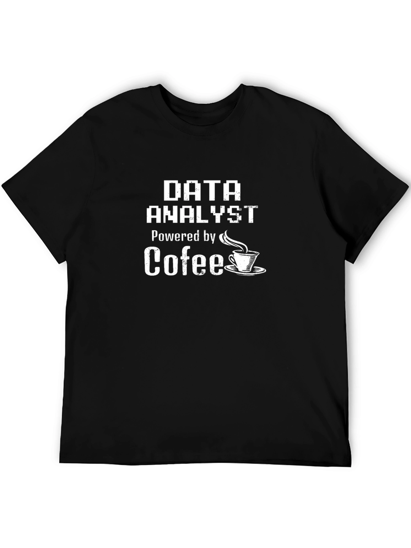 Black Data Analyst Powered by Coffee T-Shirt view 5
