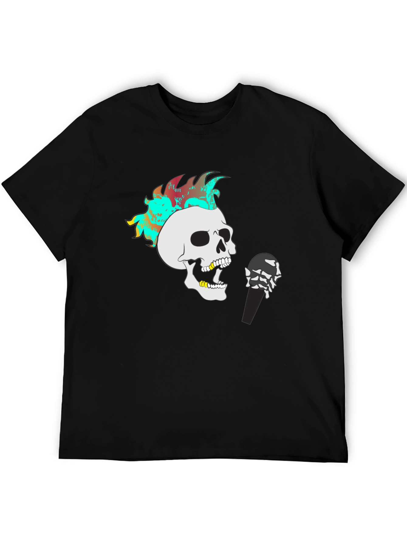Black Skeleton Singer Graphic T-Shirt view 5