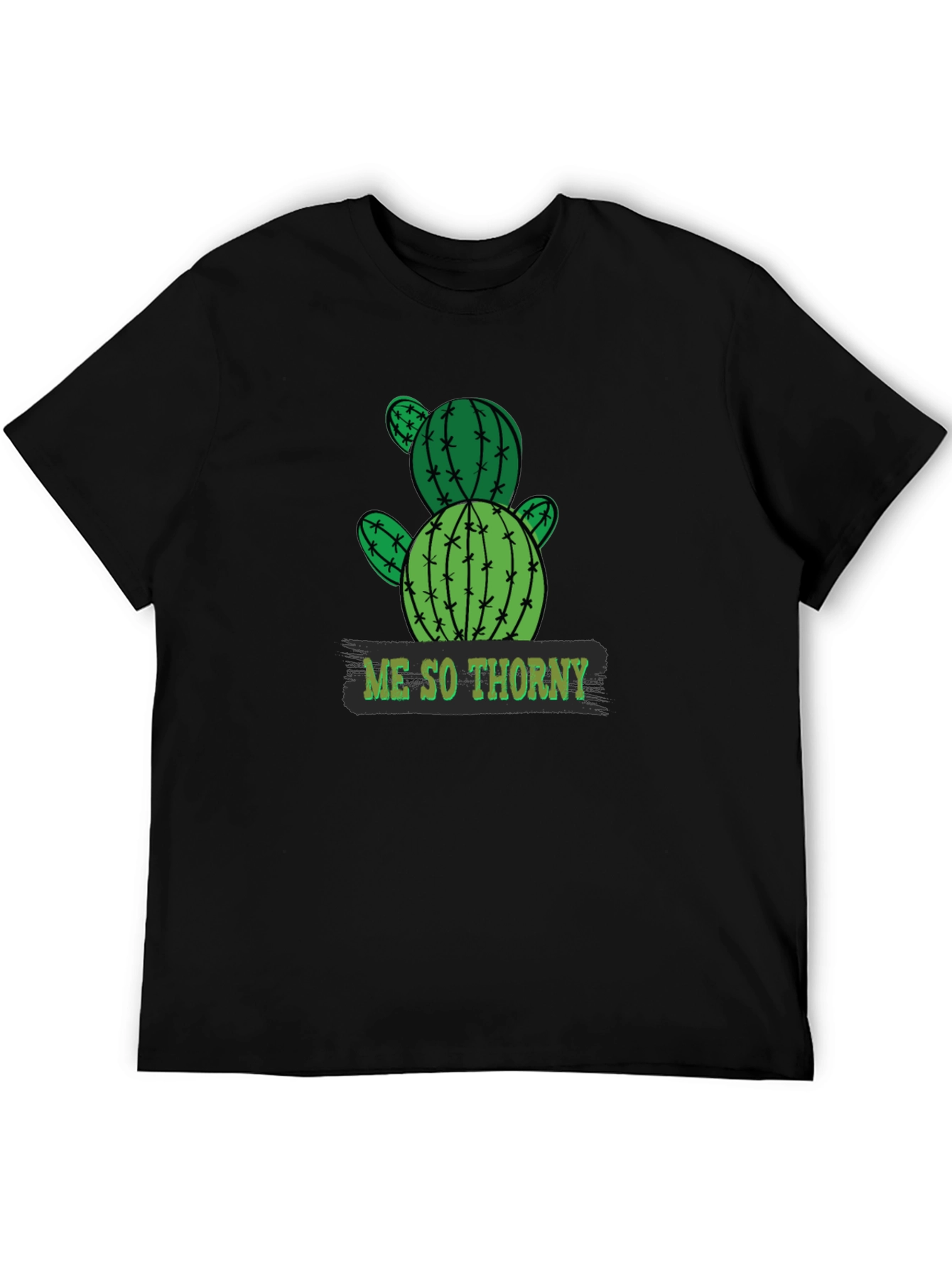 Black Me So Thorny Cactus Graphic Tee - Black Cotton T-Shirt view 5