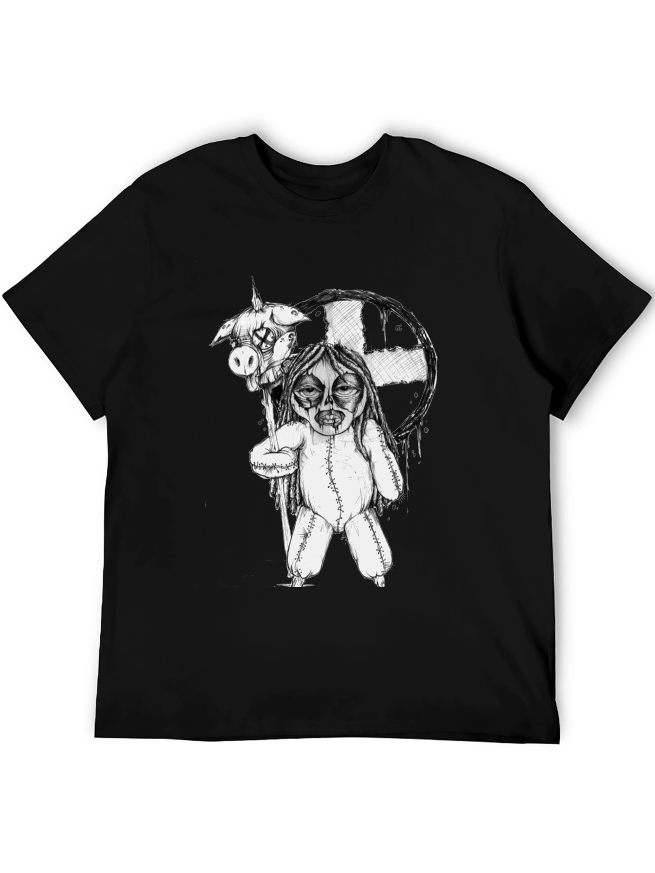 Black Creepy Doll Graphic Tee - Unique Horror Shirt view 5