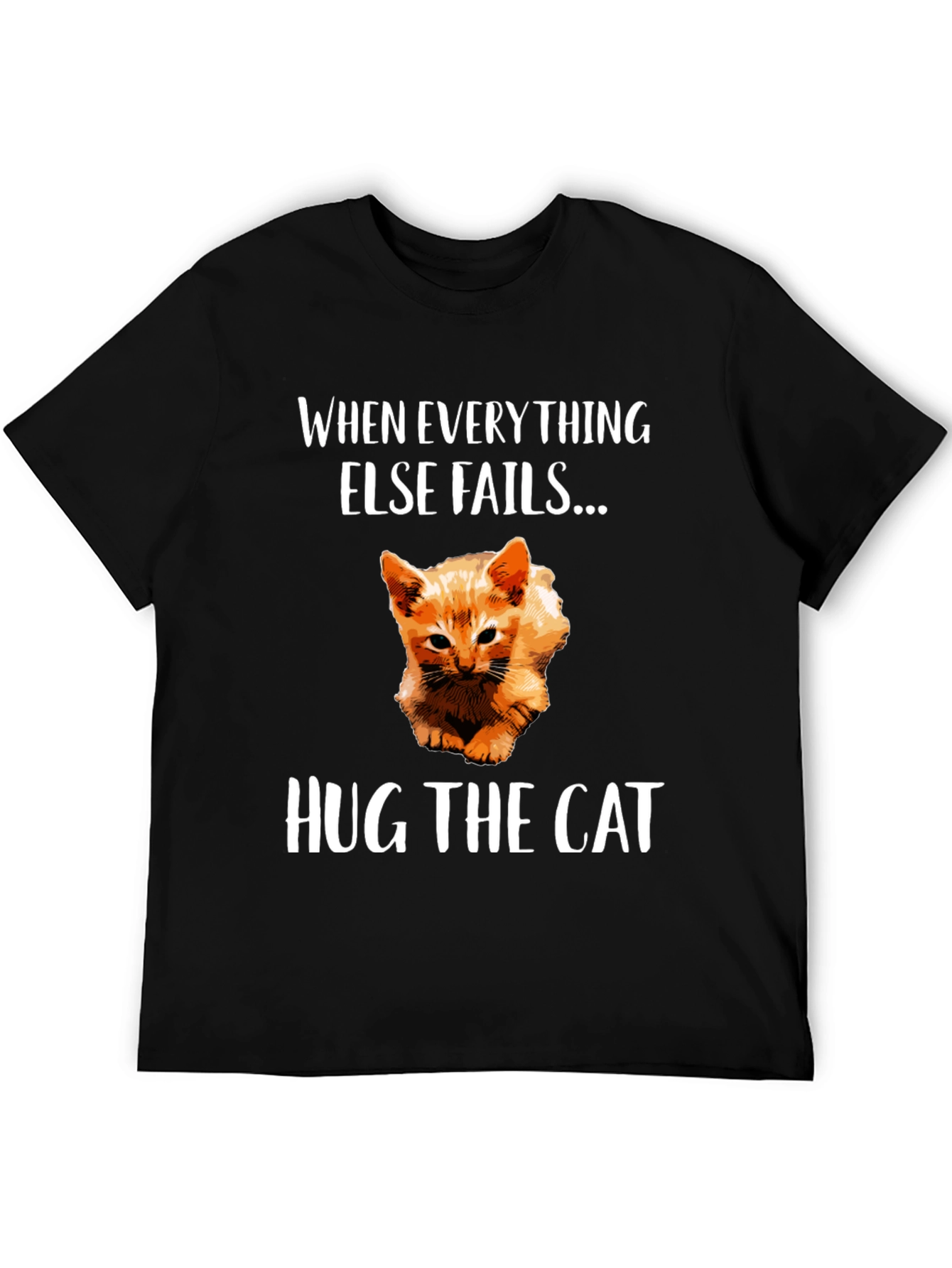 Black Hug The Cat T-Shirt Funny Graphic Tee view 5