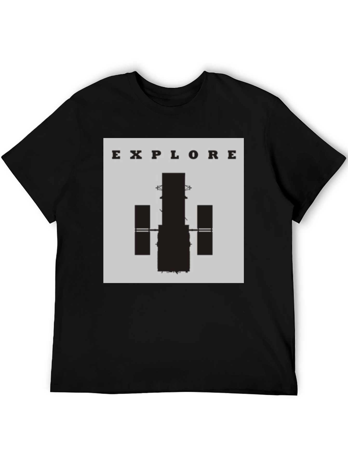 Black Explore Space T-Shirt - Black Cotton Graphic Tee view 5