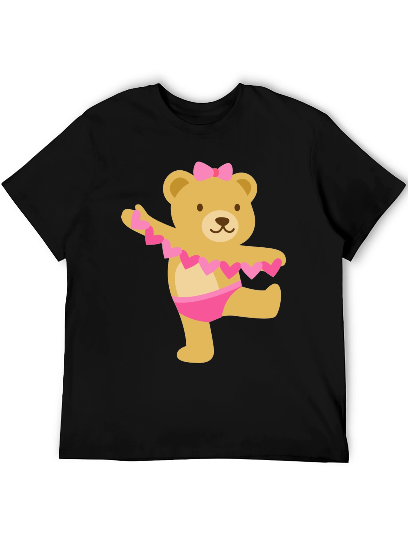 Black Cute Bear Ballet Dancer Black T-Shirt view 5