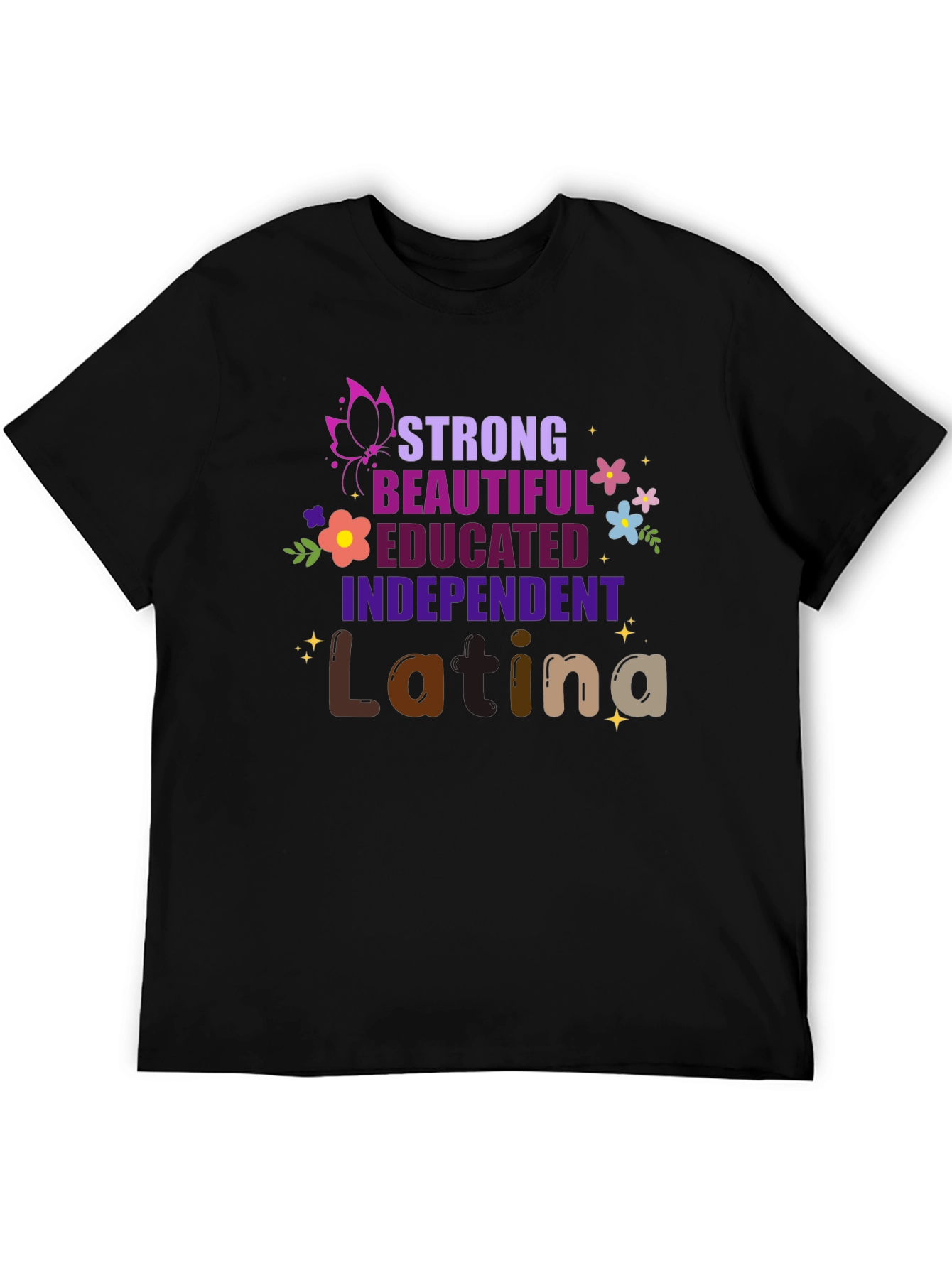 Black Strong Latina Graphic Tee - Empowerment Shirt view 5