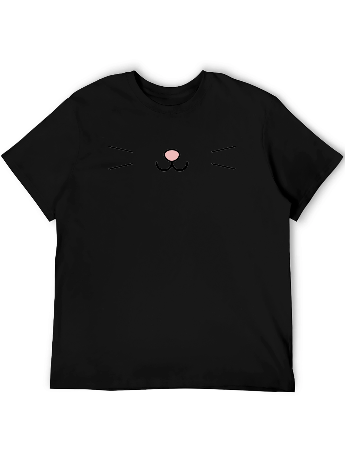 Black Minimalist Cat Face Graphic Tee - Black view 5