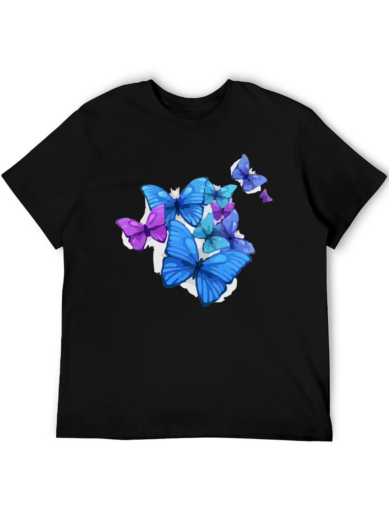 Black Butterfly Graphic Black T-Shirt - Men's Fashion view 5