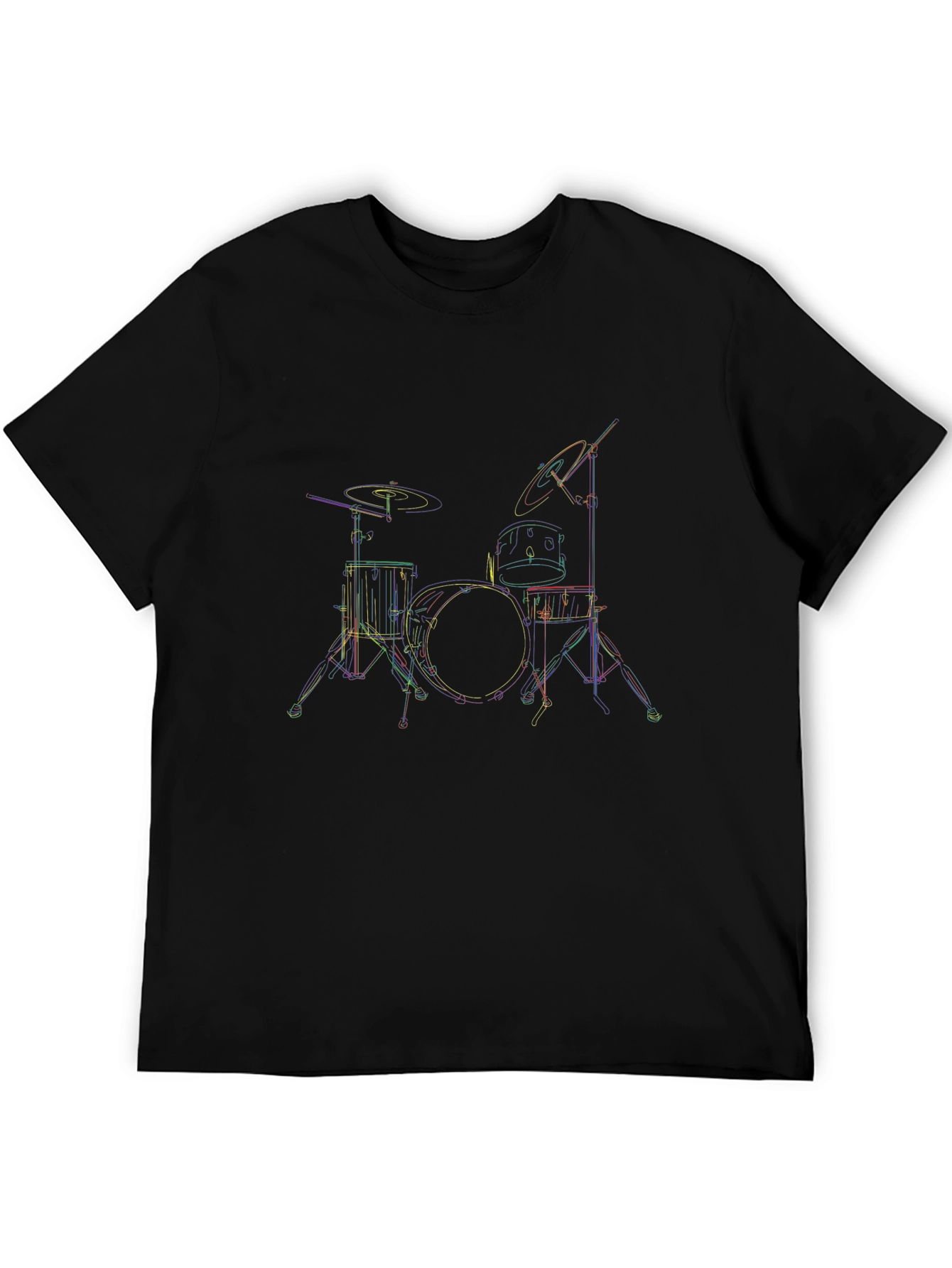 Black Rainbow Drum Set Graphic Tee - Black Cotton Comfort view 5