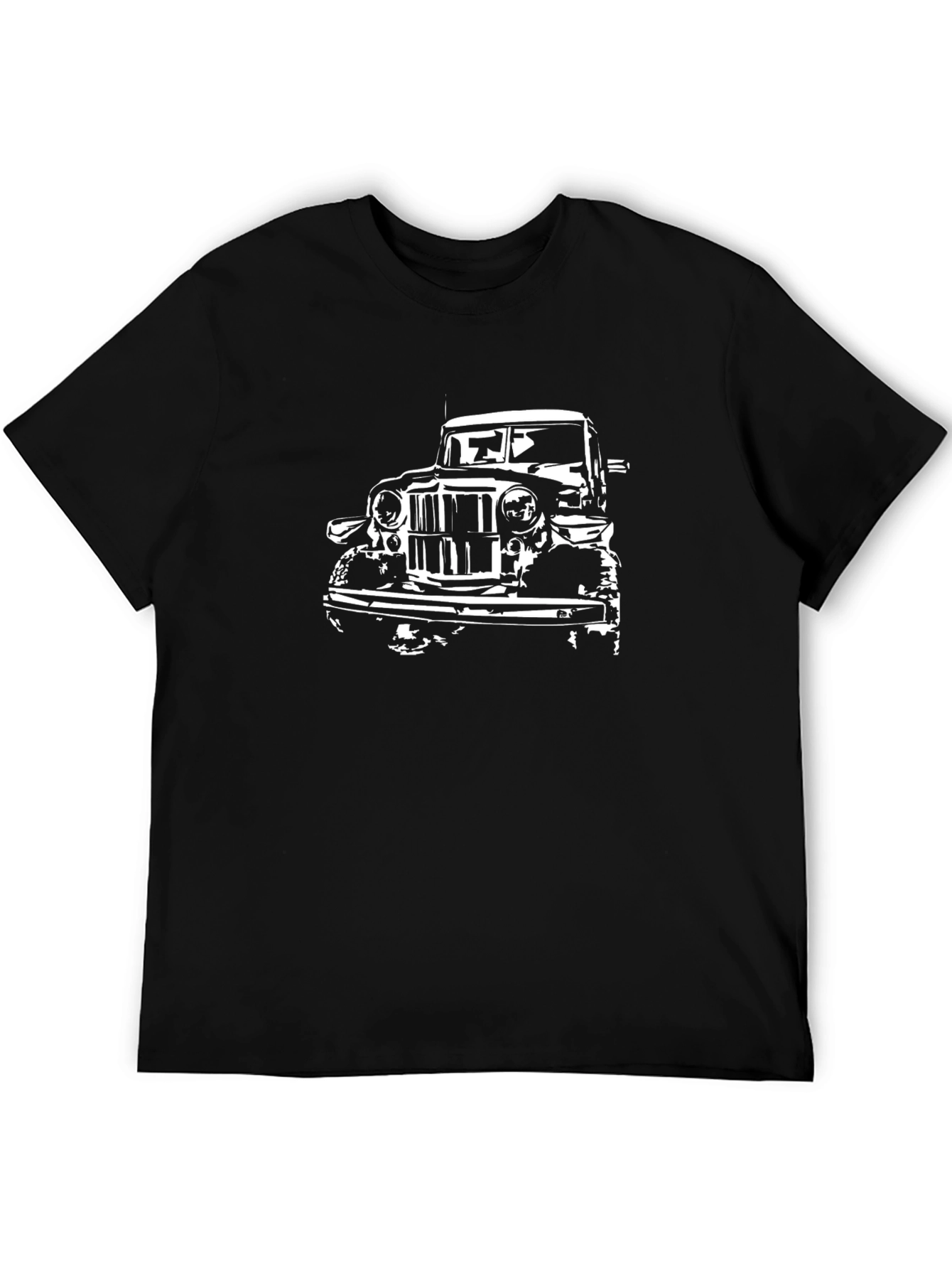 Black Classic Car Graphic Tee - Black Cotton T-Shirt view 5