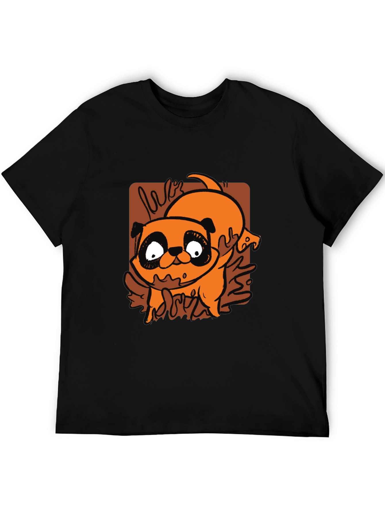 Black Cartoon Pug T-Shirt - Cute Dog Graphic Tee view 5