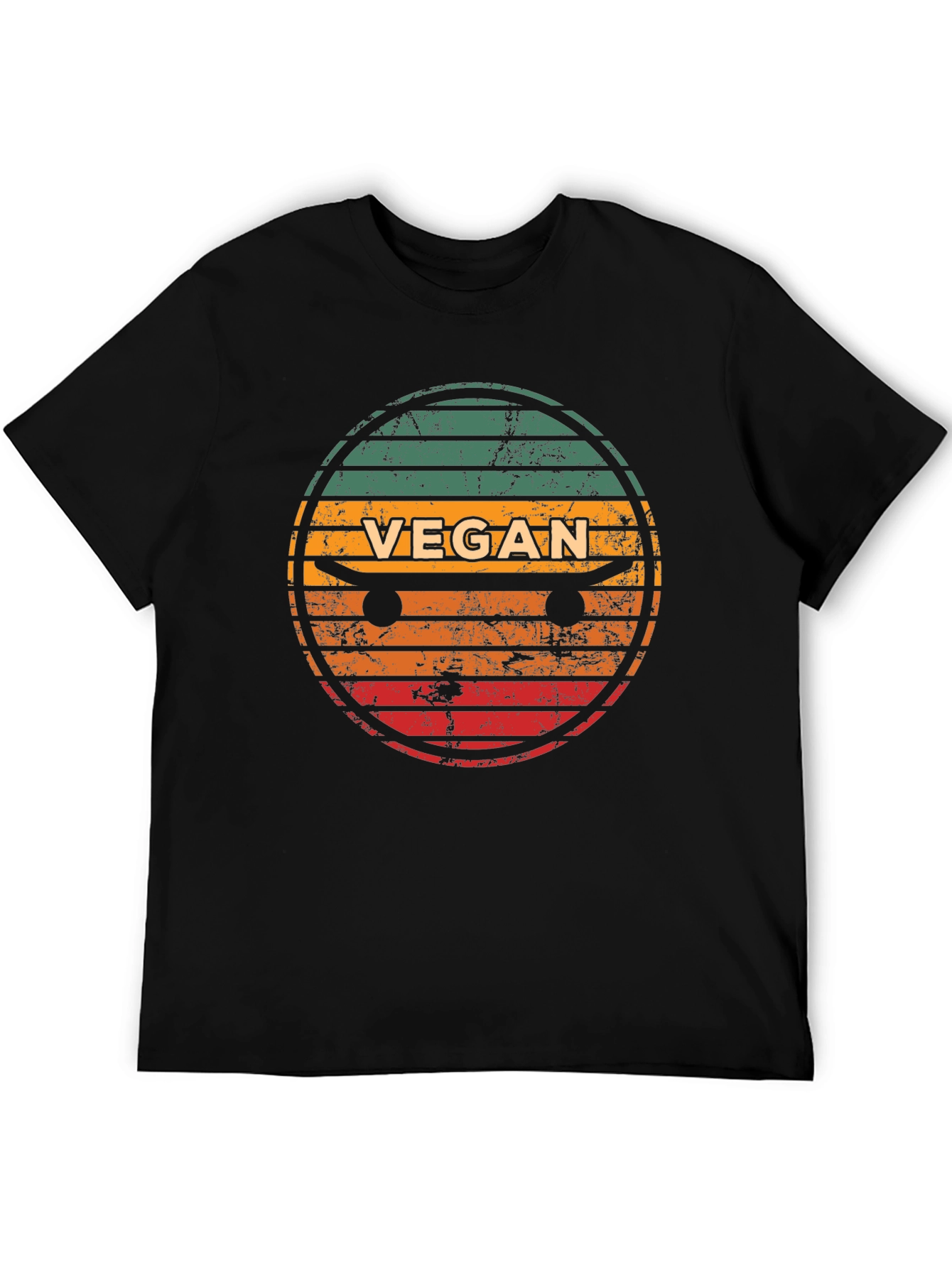 Black Vegan Skateboard T-Shirt - Retro Style Tee view 5