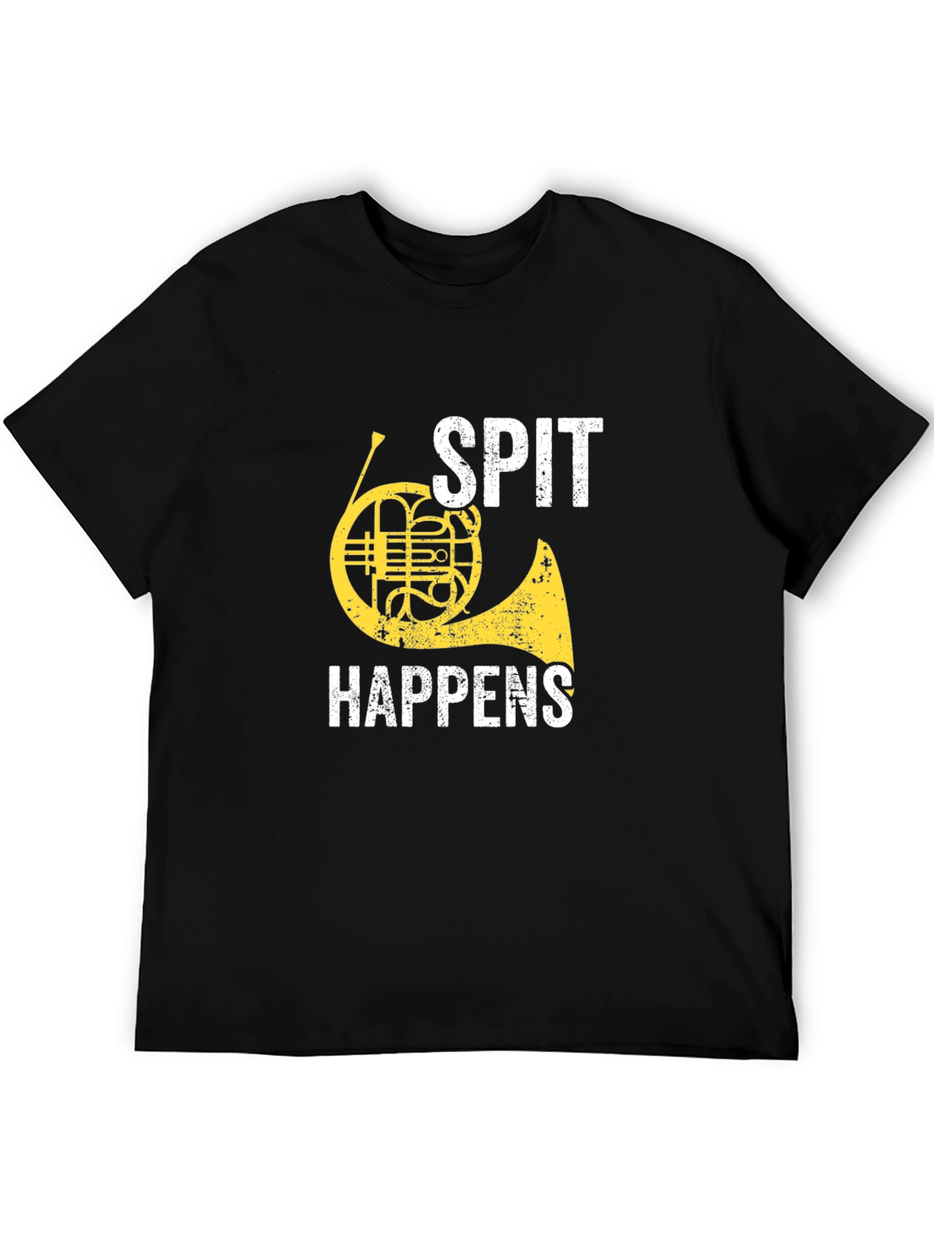 Black Spit Happens French Horn Graphic Tee view 5