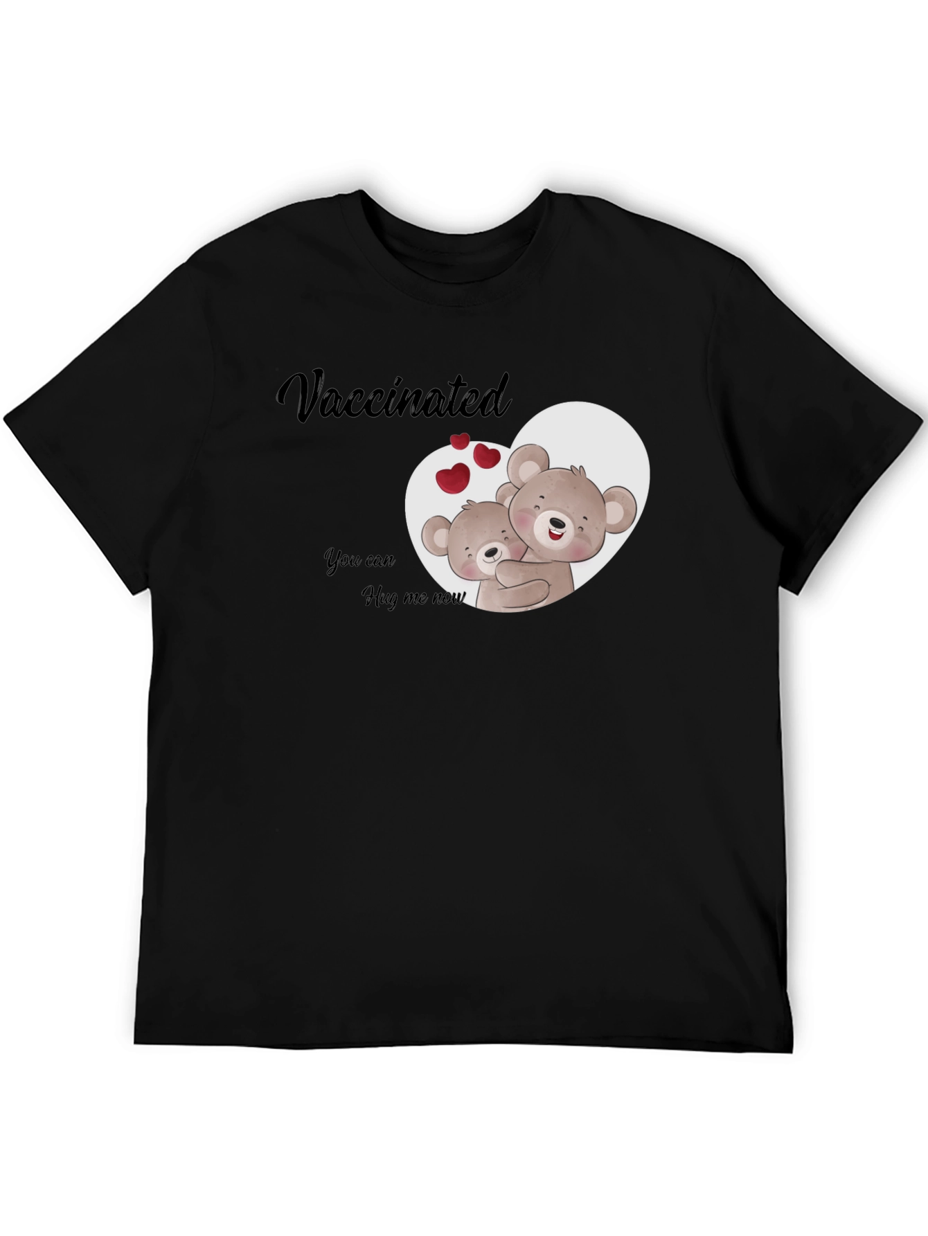 Black Vaccinated Hug Me Now T-Shirt view 5