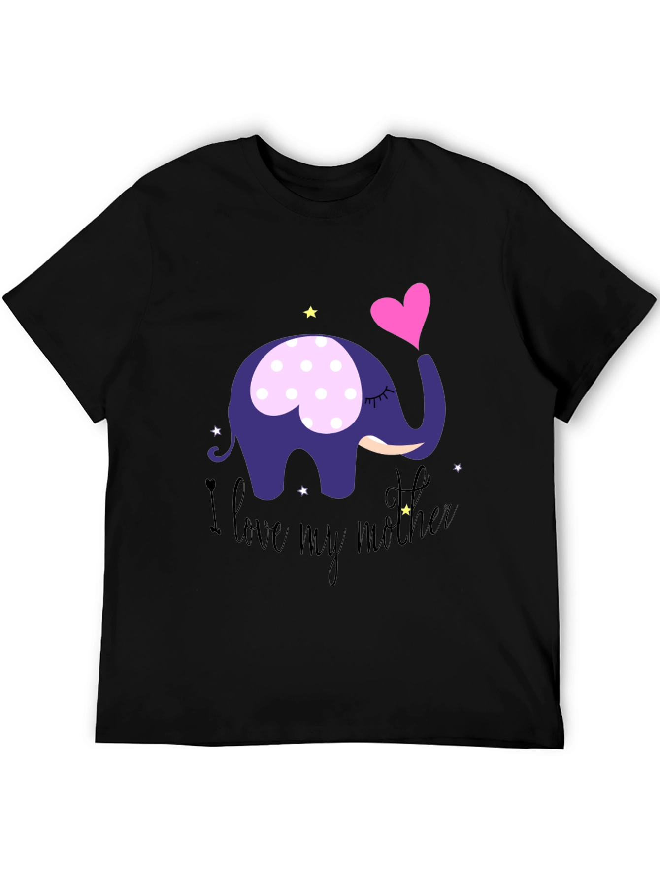 Black I Love My Mother Elephant T-Shirt - Soft Cotton Tee view 5