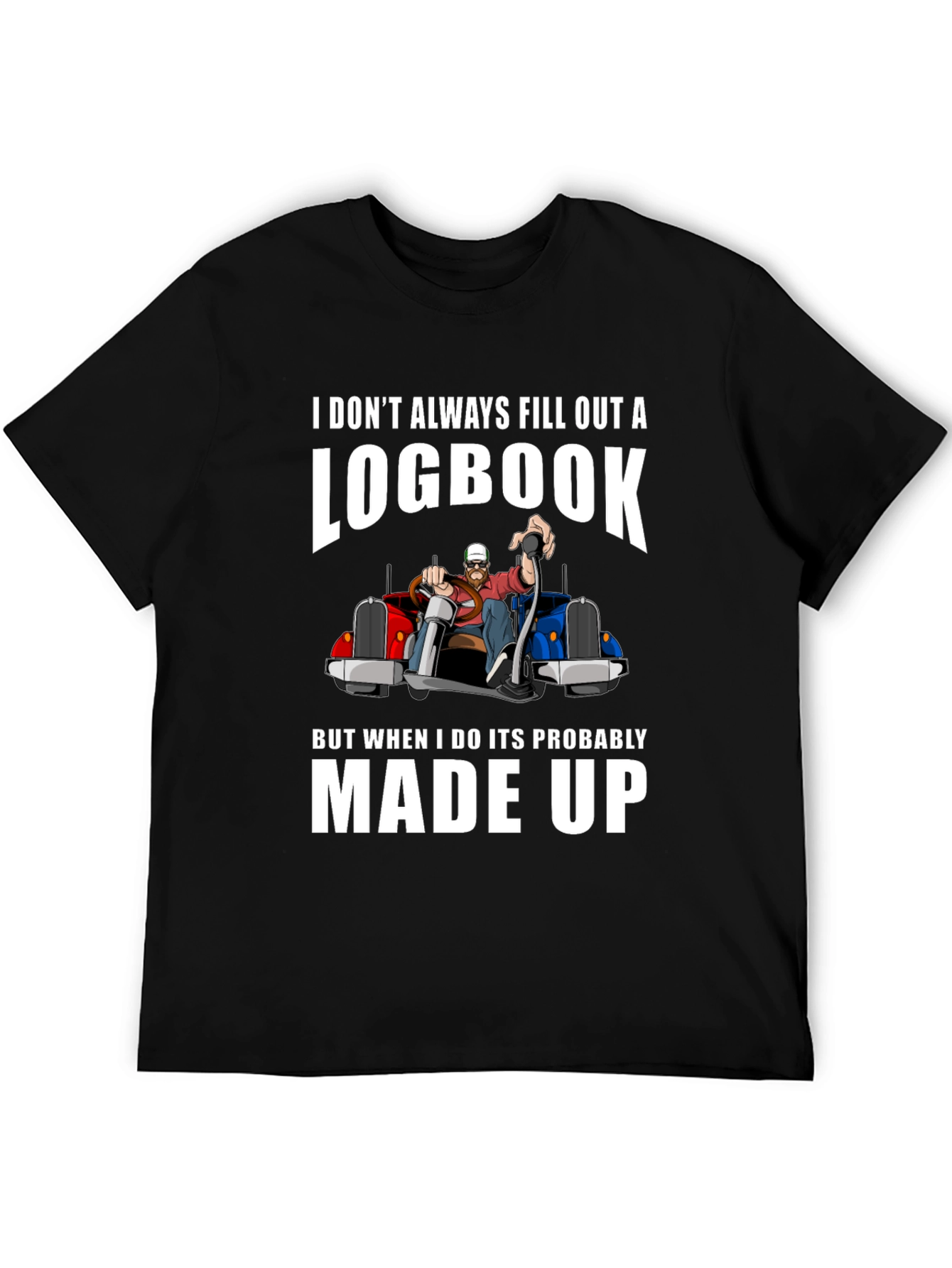 Black Funny Trucker Logbook T-Shirt view 5