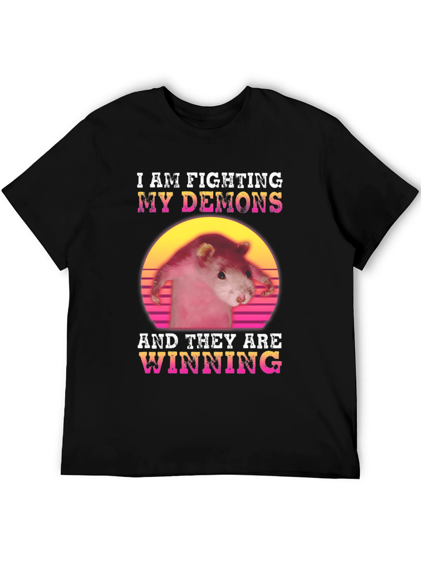 Black Fighting My Demons Rat Graphic Tee view 5