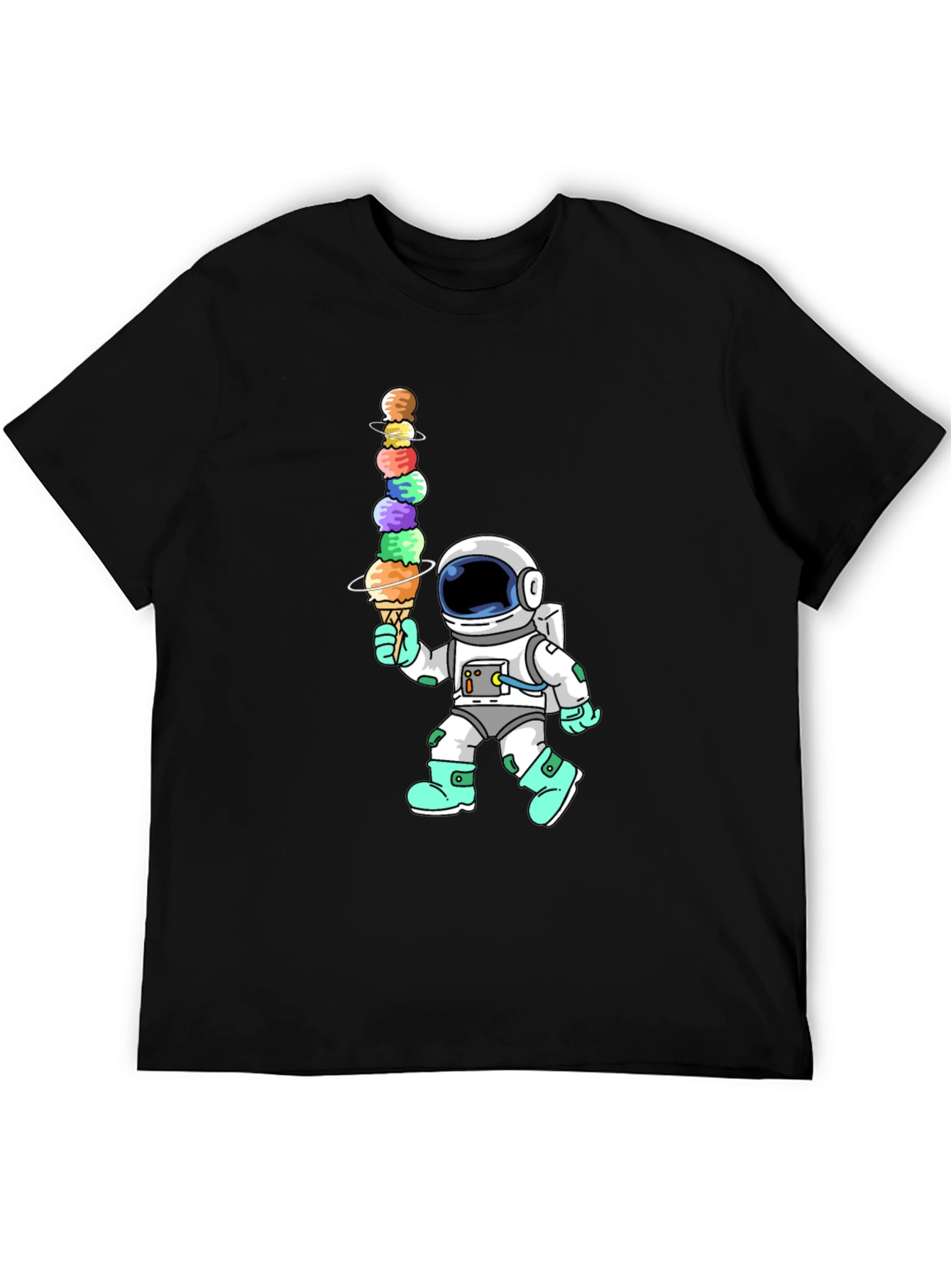 Black Astronaut Ice Cream Stack Graphic Tee view 5