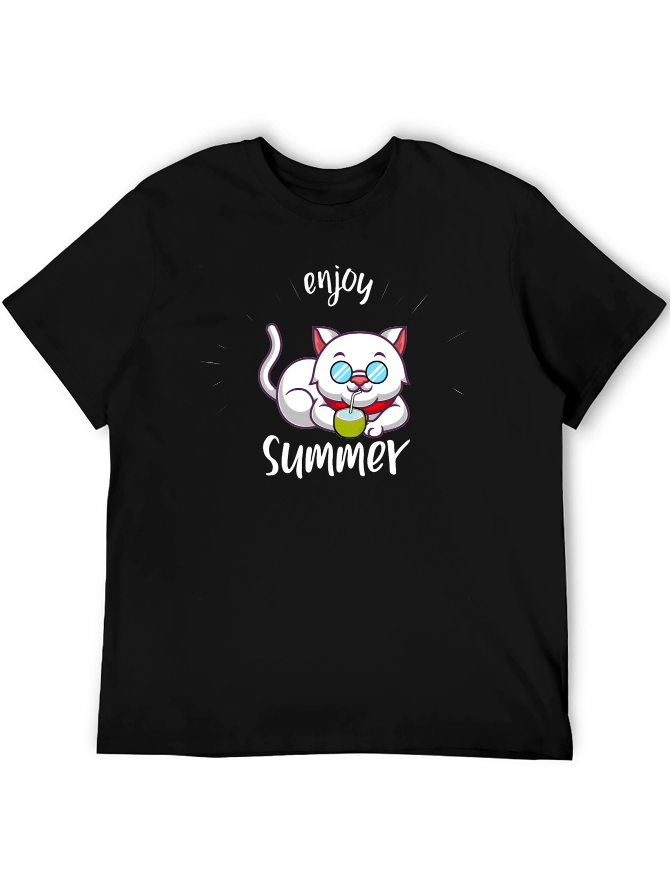 Black Enjoy Summer Cat T-Shirt view 5