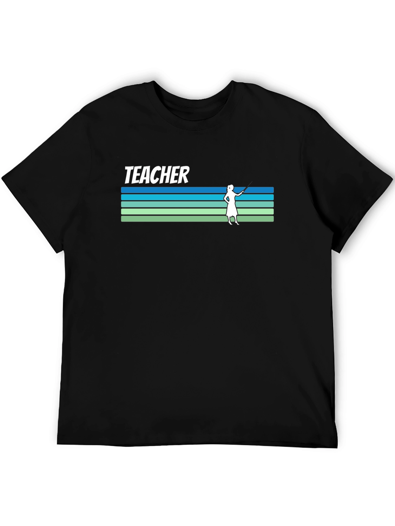 Black Teacher Retro Striped Graphic T-Shirt view 5
