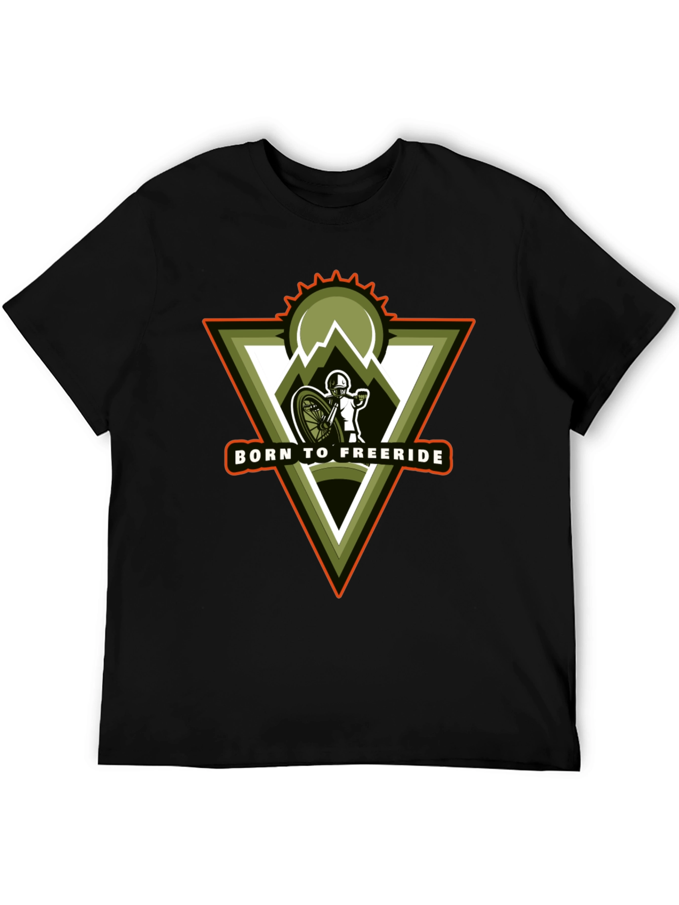 Black Born to Freeride Mountain Biker Black T-Shirt view 5