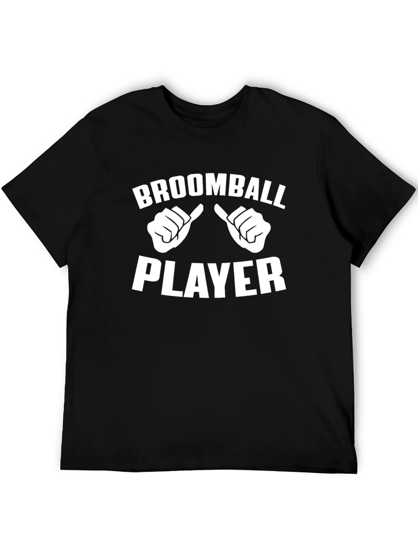 Black Broomball Player Black Graphic T-Shirt view 5