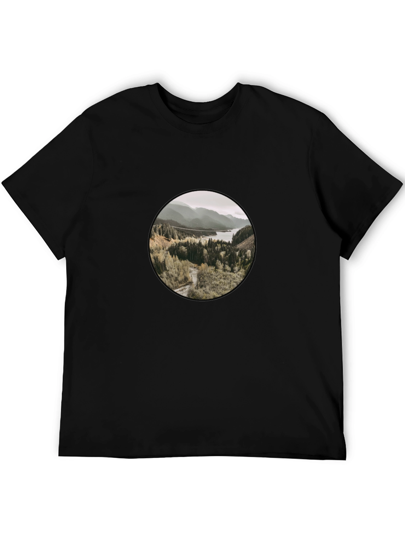 Black Nature Vista T-Shirt - Black Cotton Blend Casual Wear view 5